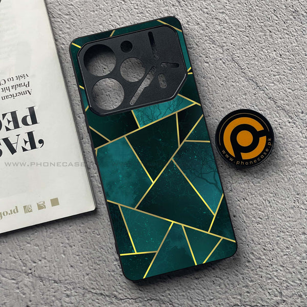Tecno Pova 6 - Geometric Marble Series - Premium Printed Glass soft Bumper shock Proof Case
