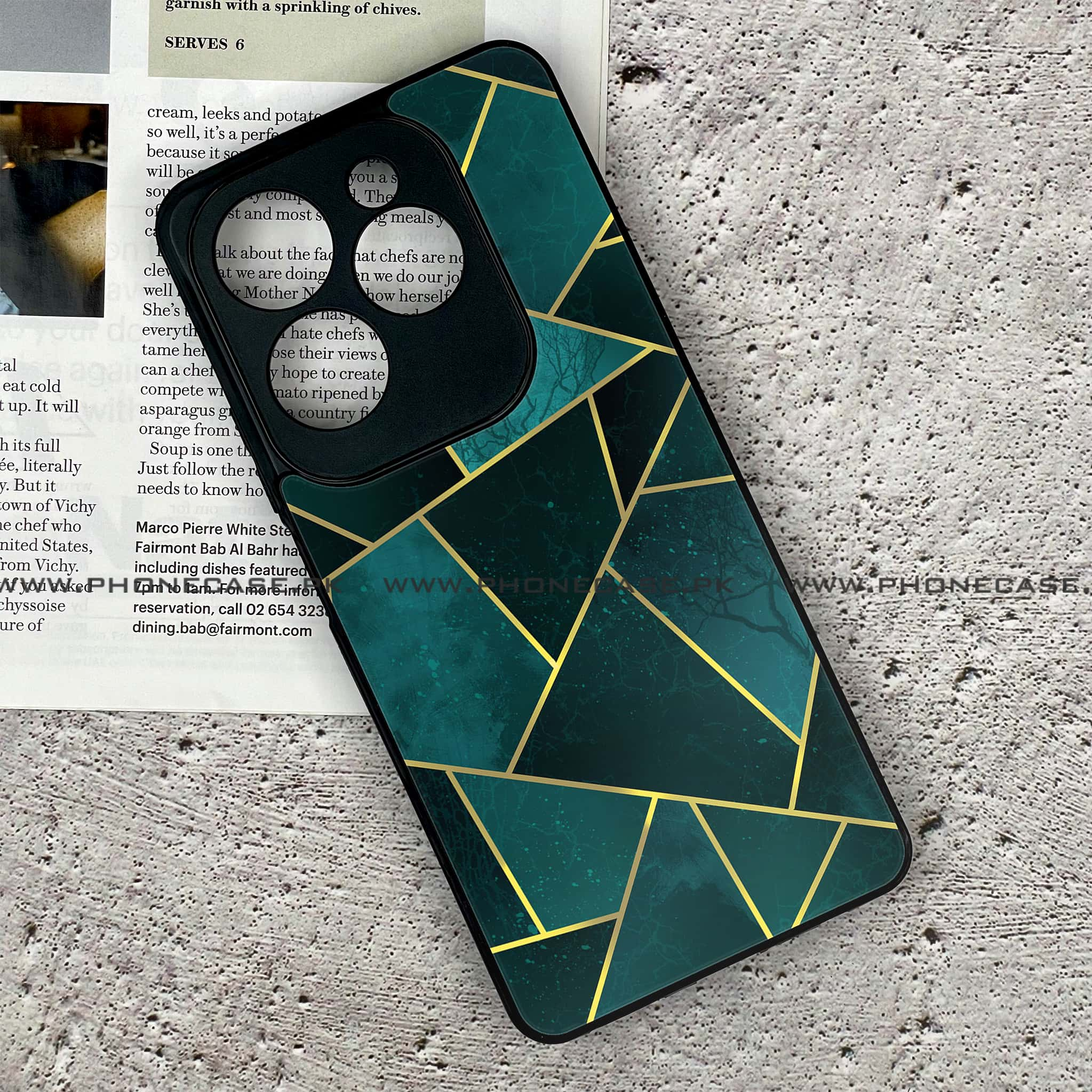 Infinix Hot 40 Pro - Geometric Marble Series - Premium Printed Glass soft Bumper shock Proof Case