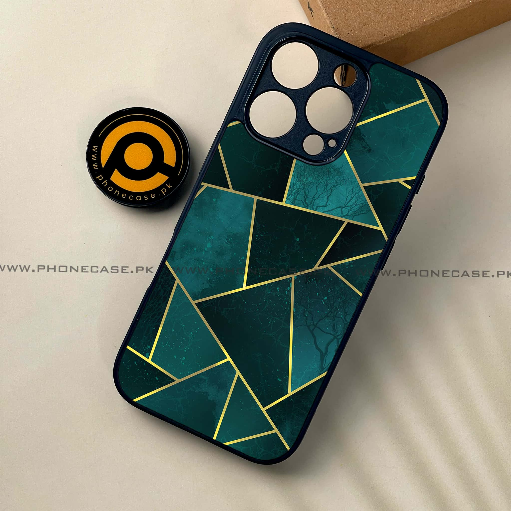 iPhone 16 Pro - Geometric Marble Series - Premium Printed Glass soft Bumper shock Proof Case