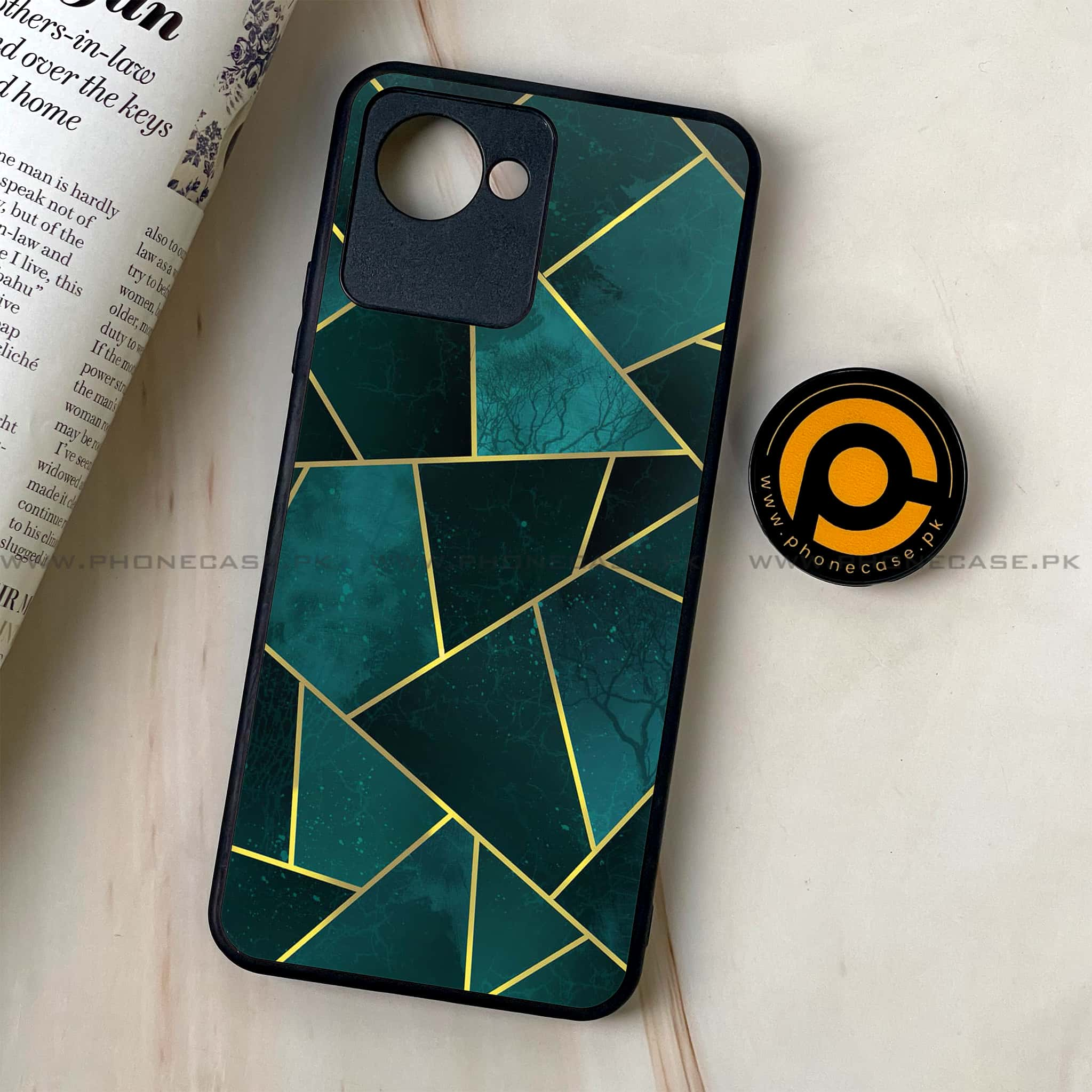 Realme C30 - Geometric Marble Series - Premium Printed Glass soft Bumper shock Proof Case