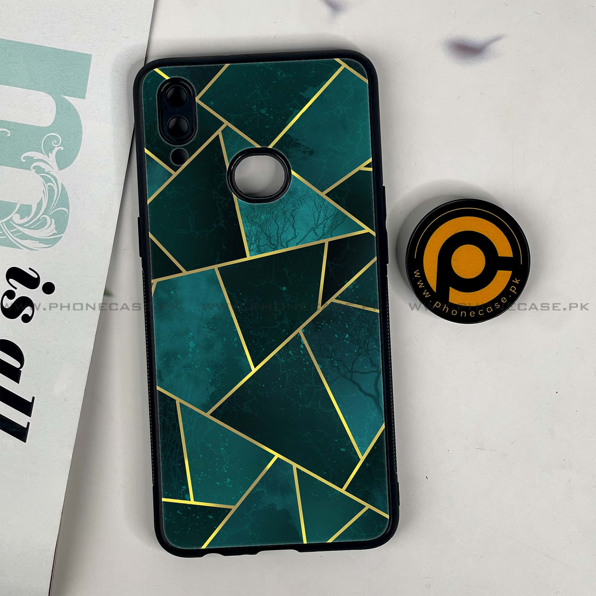 Galaxy A10s - Geometric Marble Series - Premium Printed Glass soft Bumper shock Proof Case