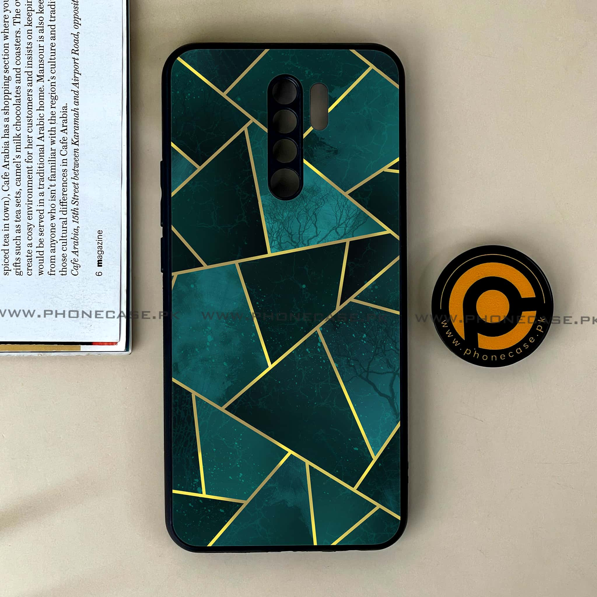 Xiaomi Redmi 9 - Geometric Marble Series - Premium Printed Glass soft Bumper shock Proof Case