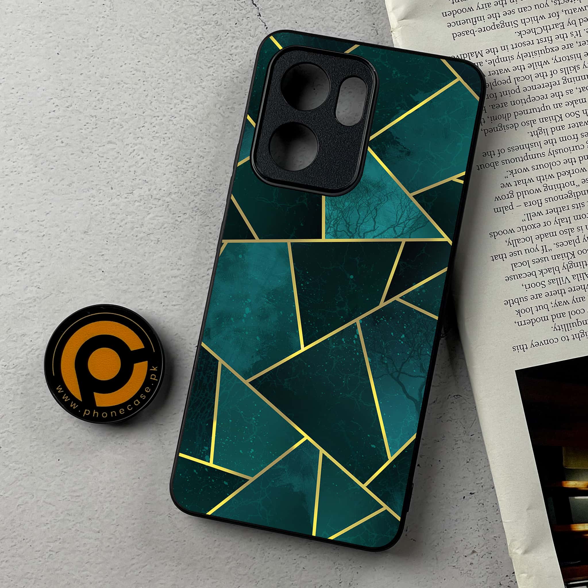 Oppo Reno 13F - Geometric Marble Series - Premium Metal Printed Soft Bumper Shockproof Case