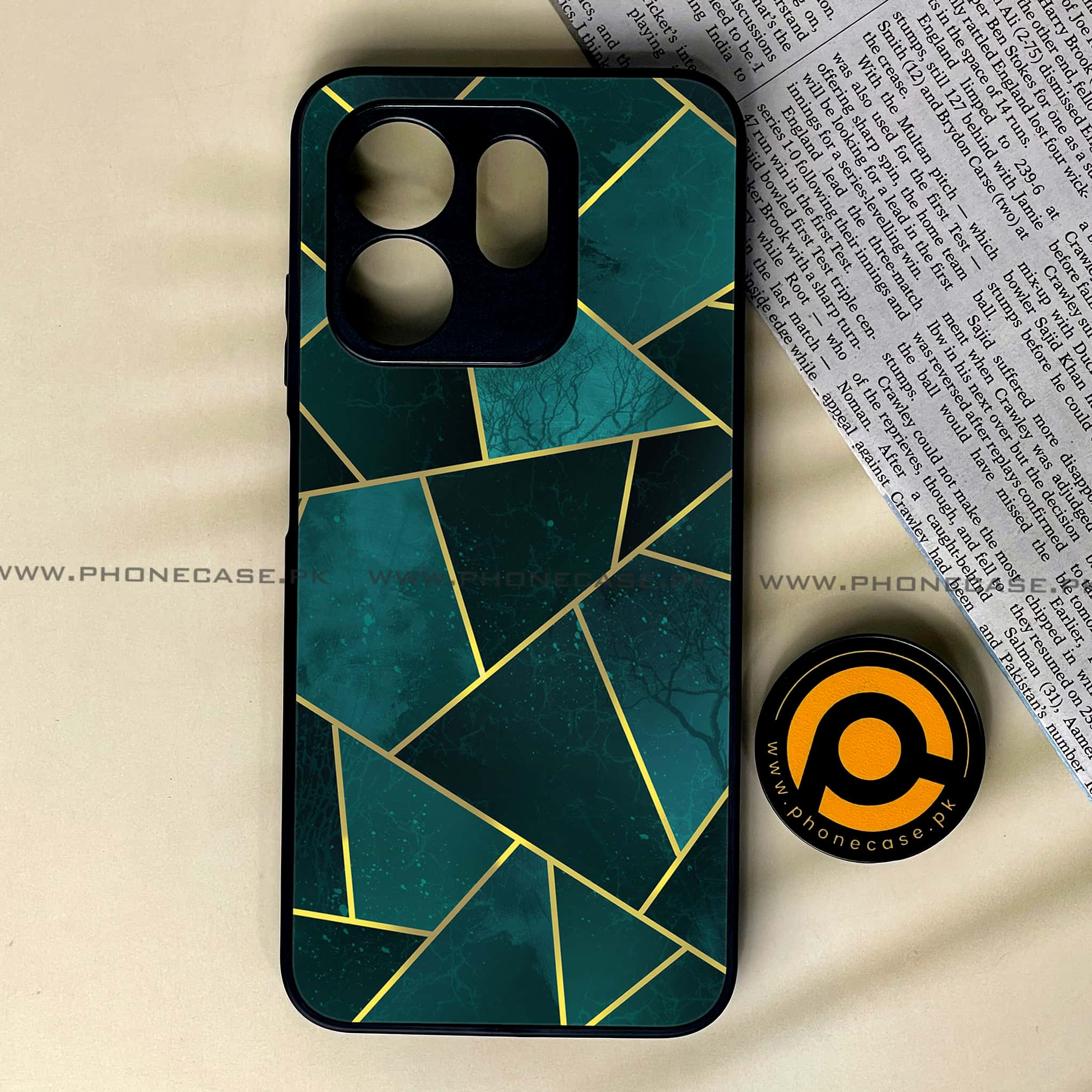 Infinix Hot 50i -  Geometric Marble Series - Premium Printed Glass soft Bumper shock Proof Case