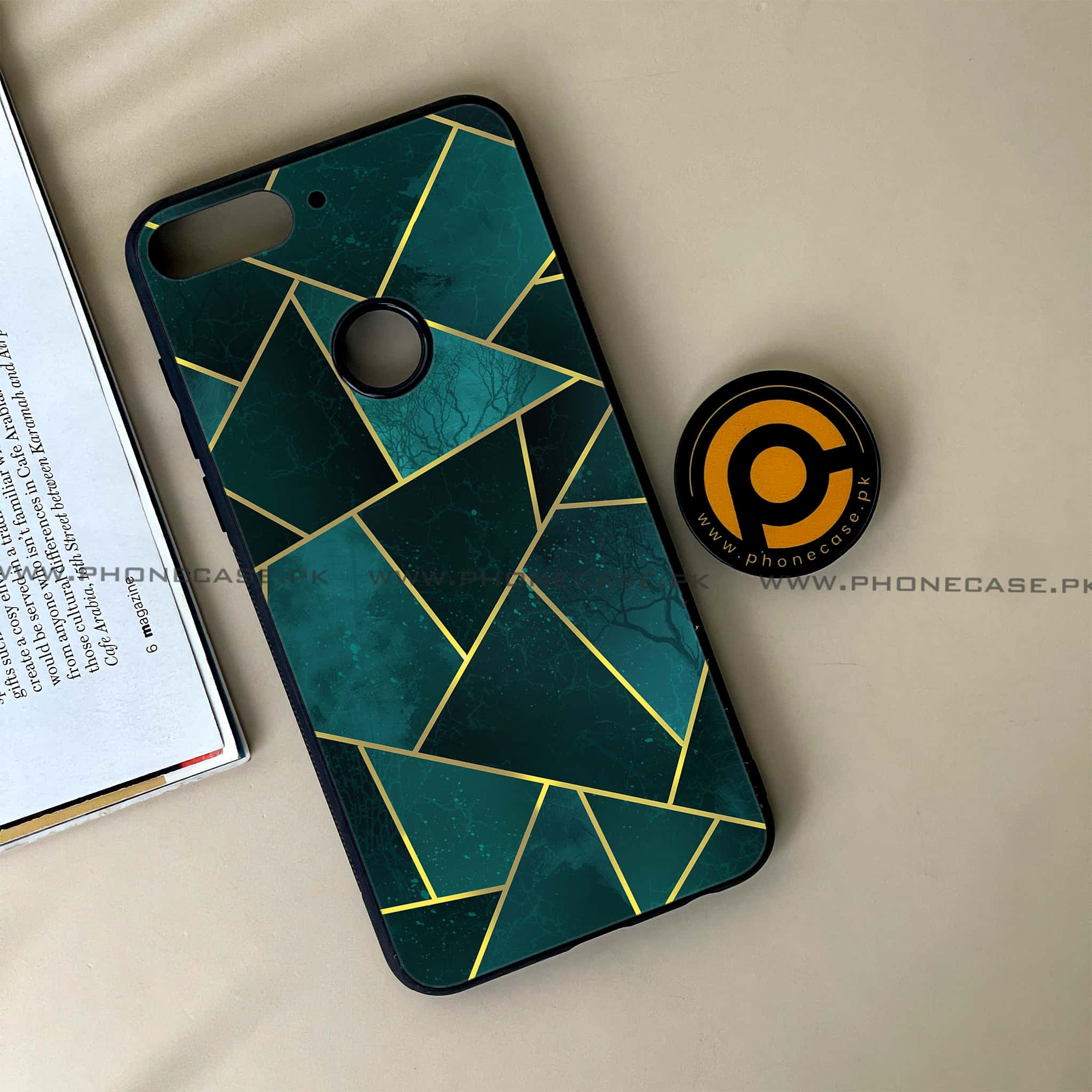 Huawei Y7 Prime (2018) - Geometric Marble Series - Premium Printed Glass soft Bumper shock Proof Case