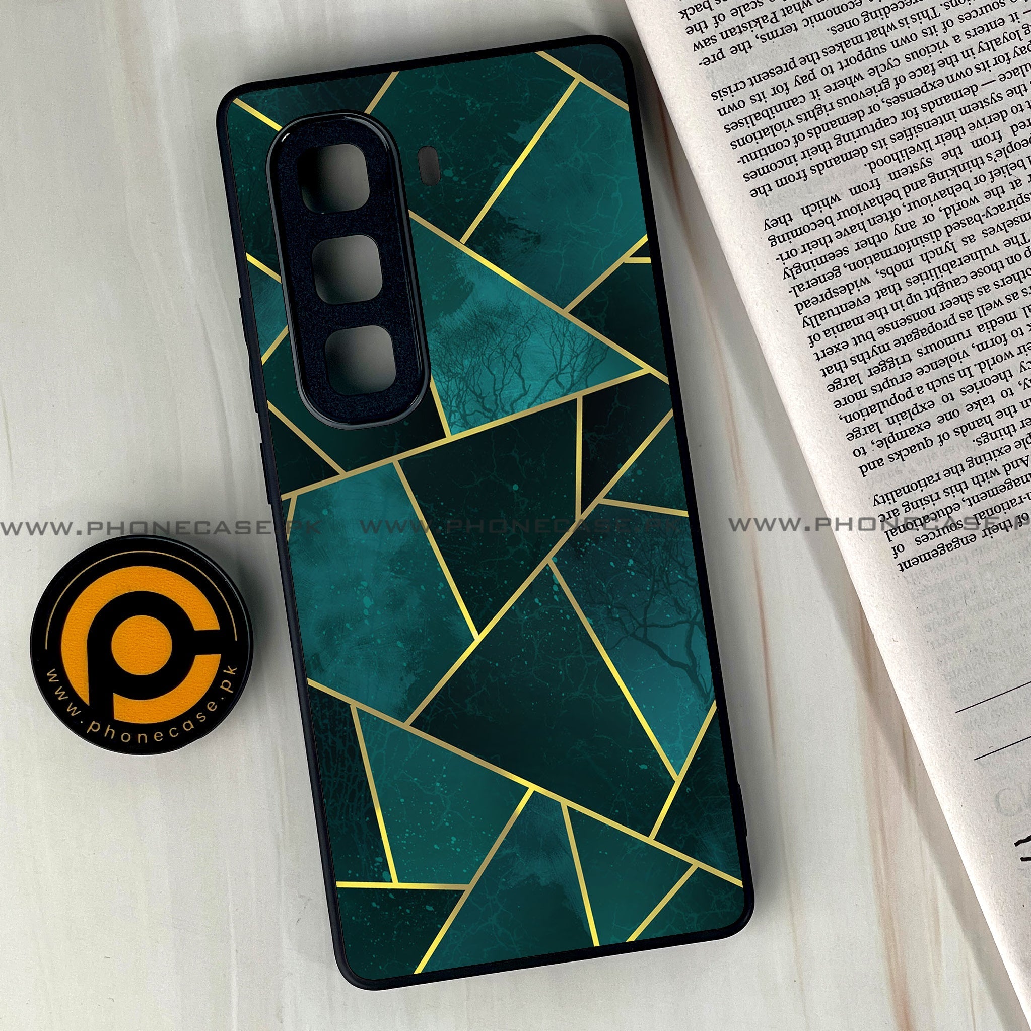 Infinix Hot 60  - Geometric Marble Series - Premium Metal Printed soft Bumper shock Proof Case