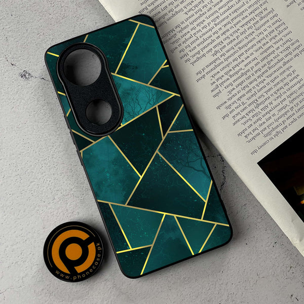 Vivo V50 - Geometric Marble Series - Premium Metal Printed Soft Bumper Shockproof Case