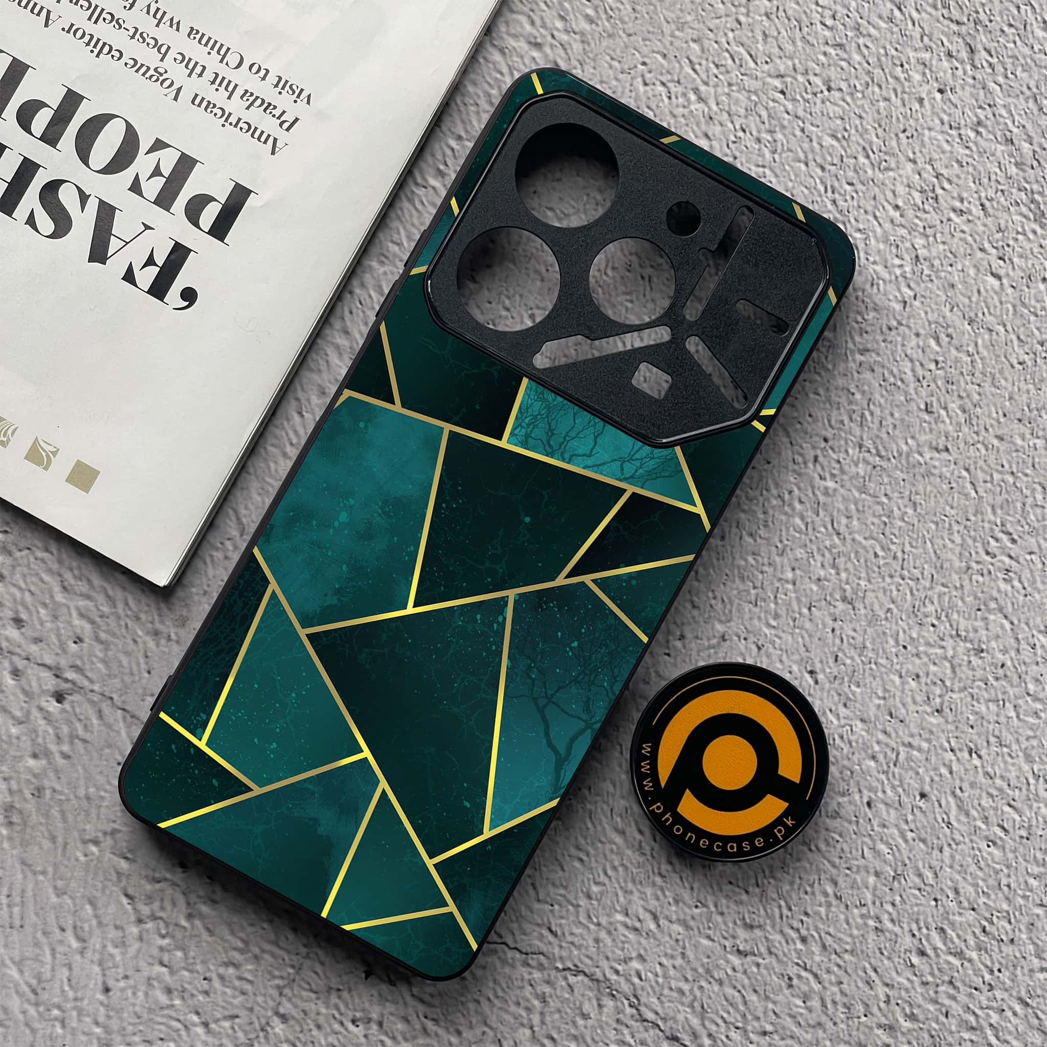 Tecno Pova 6 Neo - Geometric Marble Series - Premium Metal  Printed soft Bumper shock Proof Case