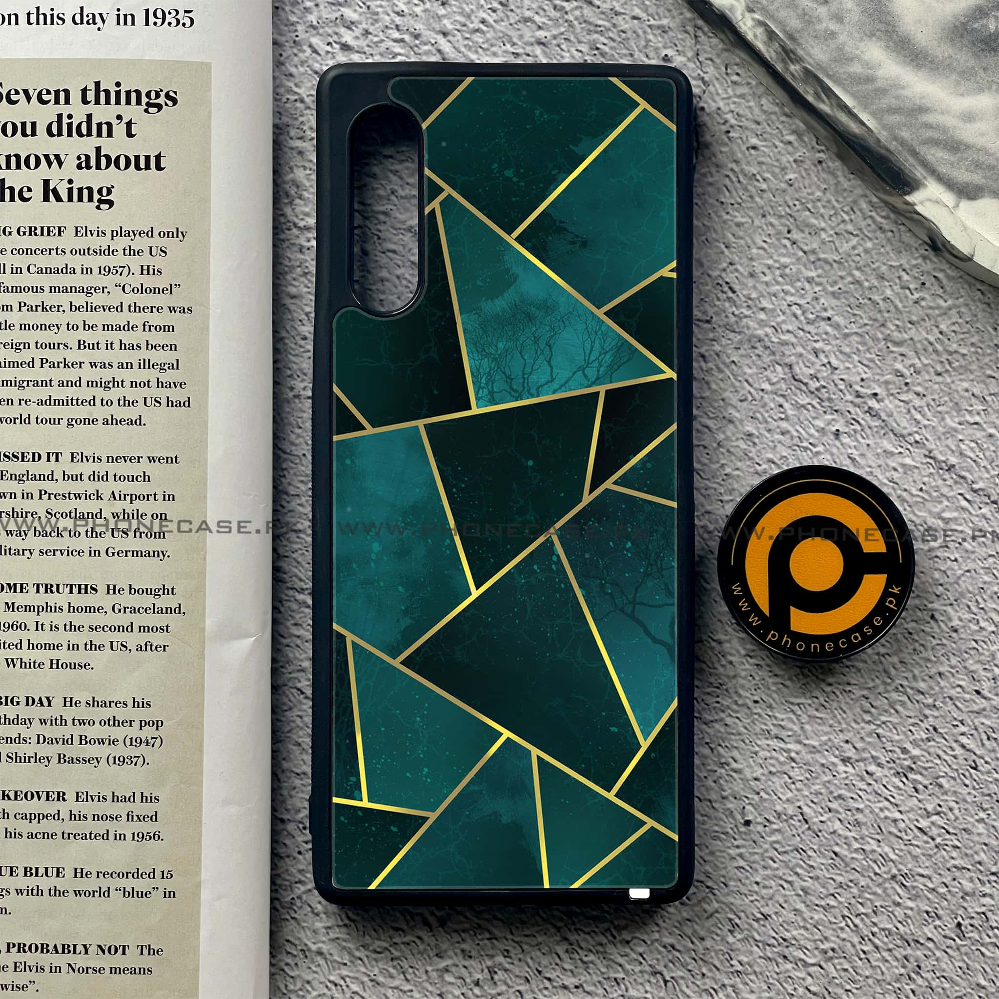 LG G9 - Geometric Marble Series - Premium Metal Printed soft Bumper shock Proof Case