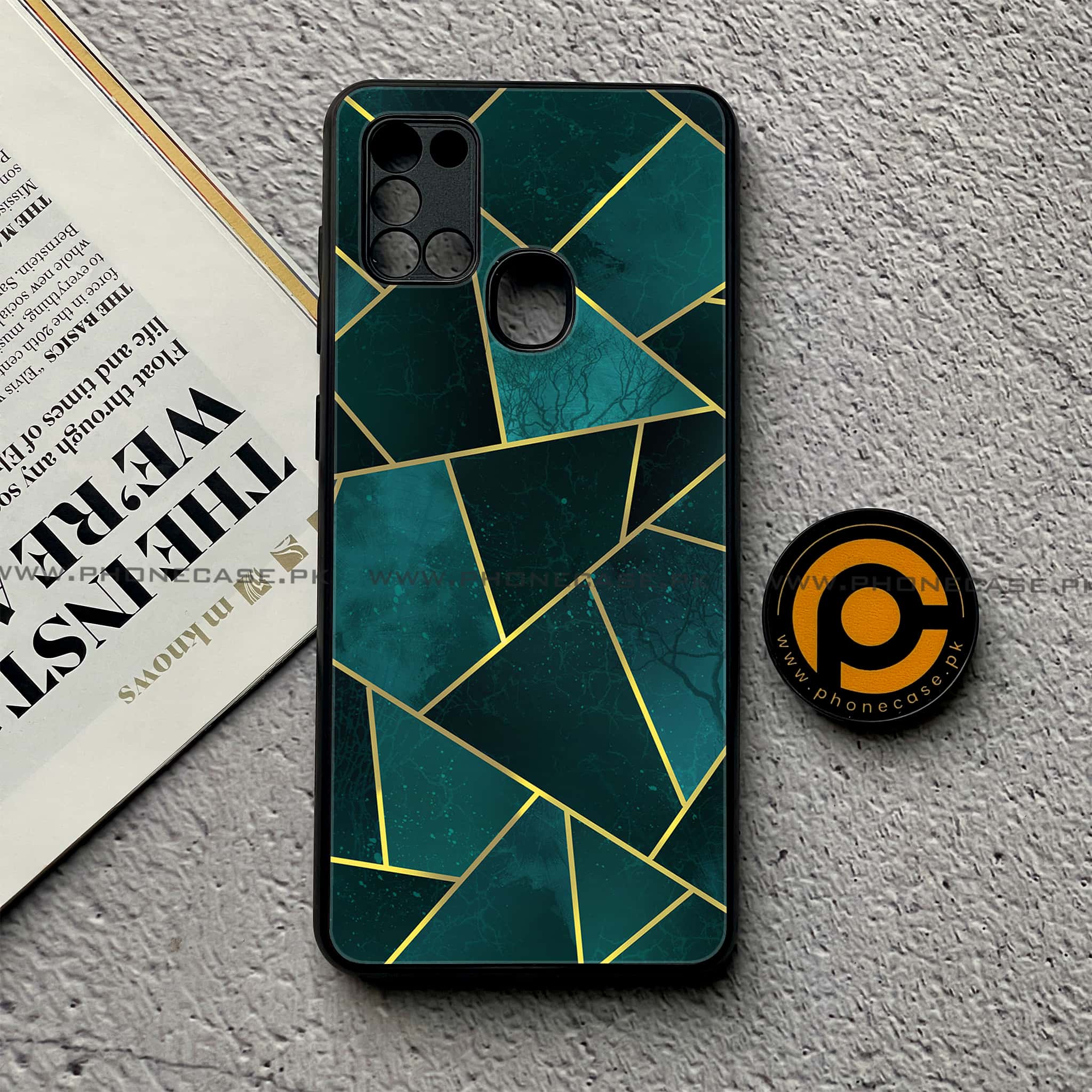 Samsung Galaxy A21s - Geometric Marble Series - Premium Printed Glass soft Bumper shock Proof Case