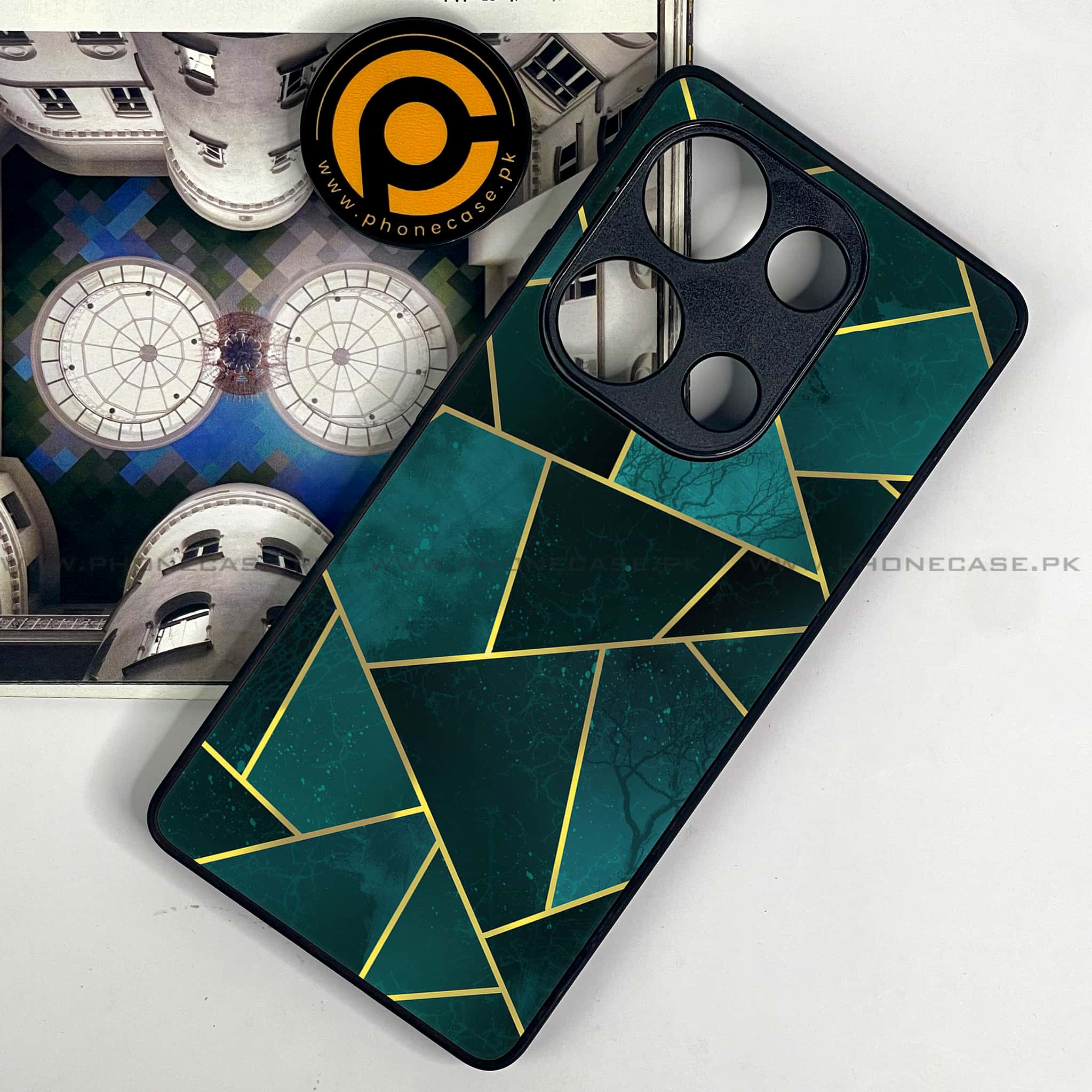 Redmi Note 13 Pro 4G - Geometric Marble Series - Premium Metal Printed soft Bumper shock Proof Case