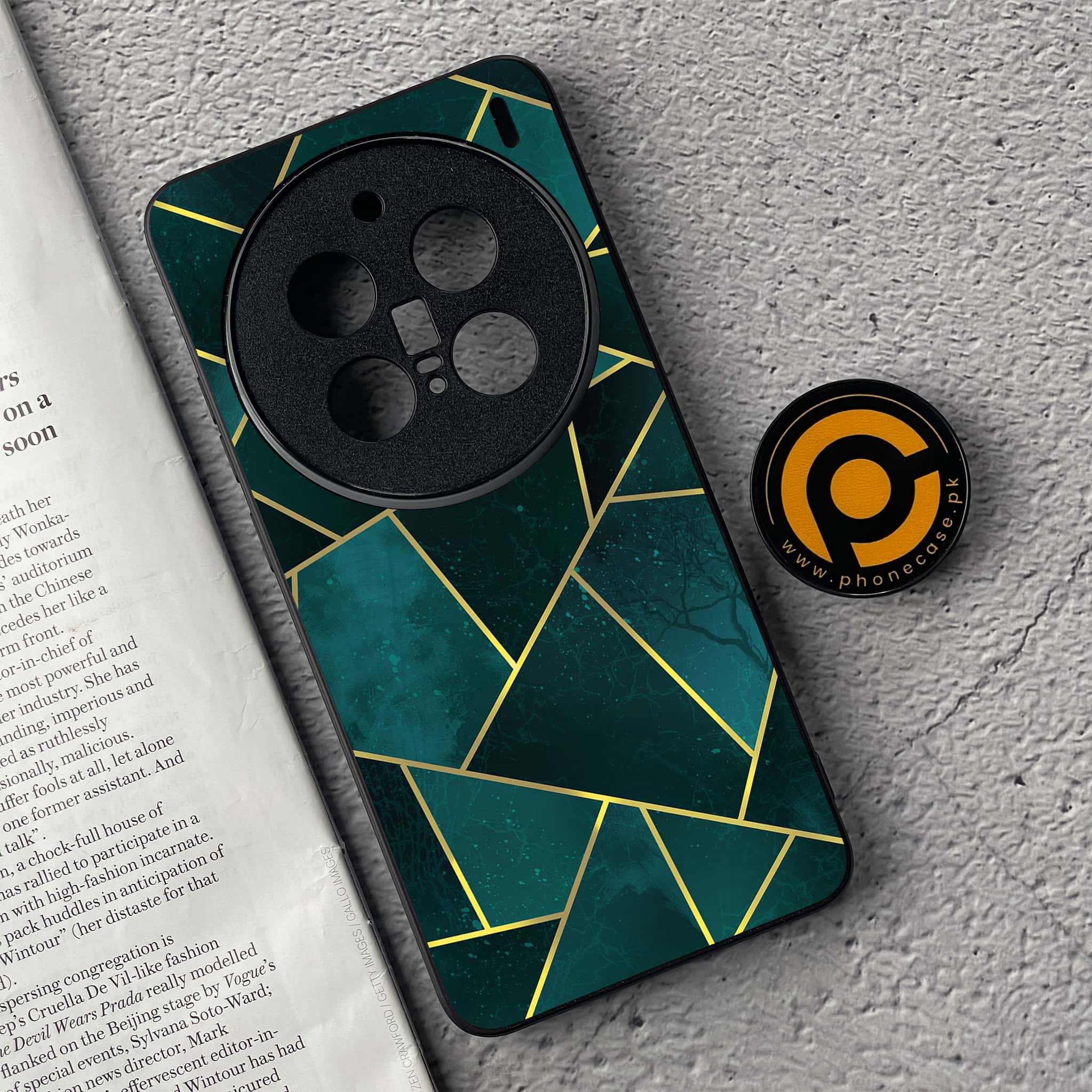 Vivo X200 Pro - Geometric Marble Series - Premium Metal  Printed soft Bumper shock Proof Case
