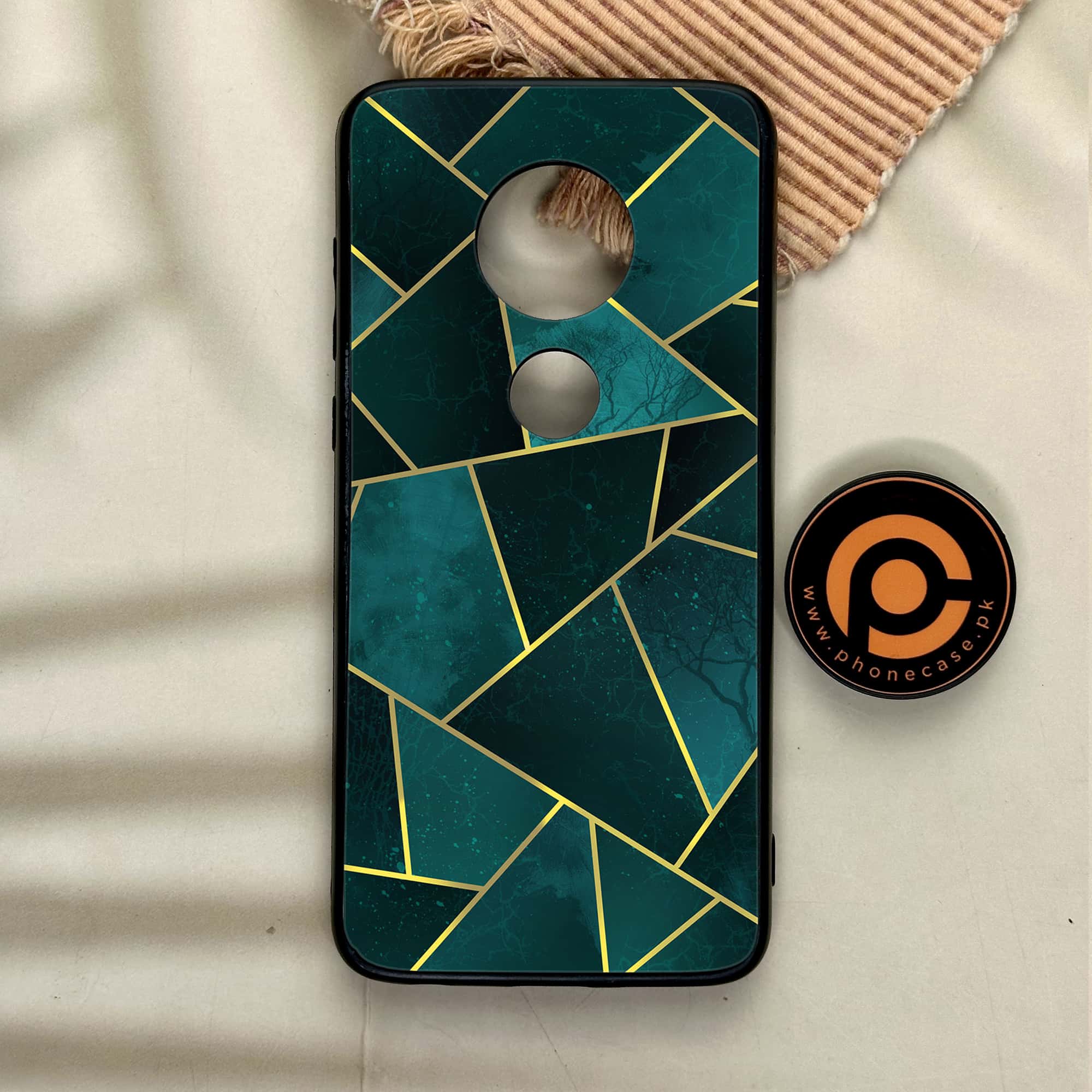 Moto G7 - Geometric Marble Series - Premium Printed Glass soft Bumper shock Proof Case