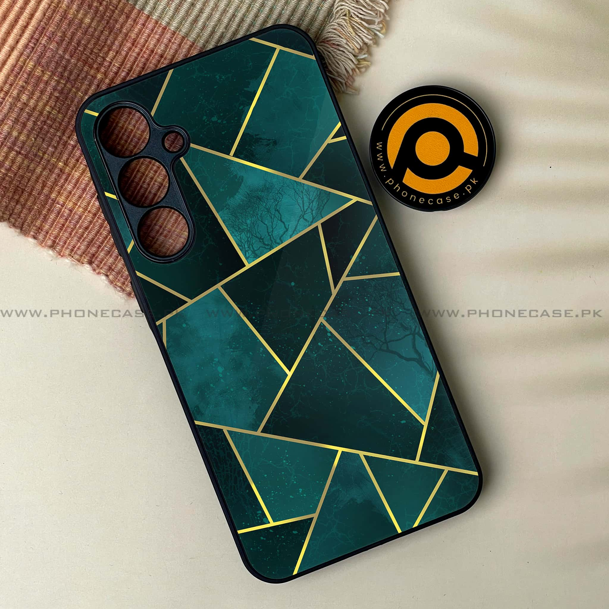 Galaxy A35 5G - Geometric Marble Series - Premium Printed Glass soft Bumper shock Proof Case