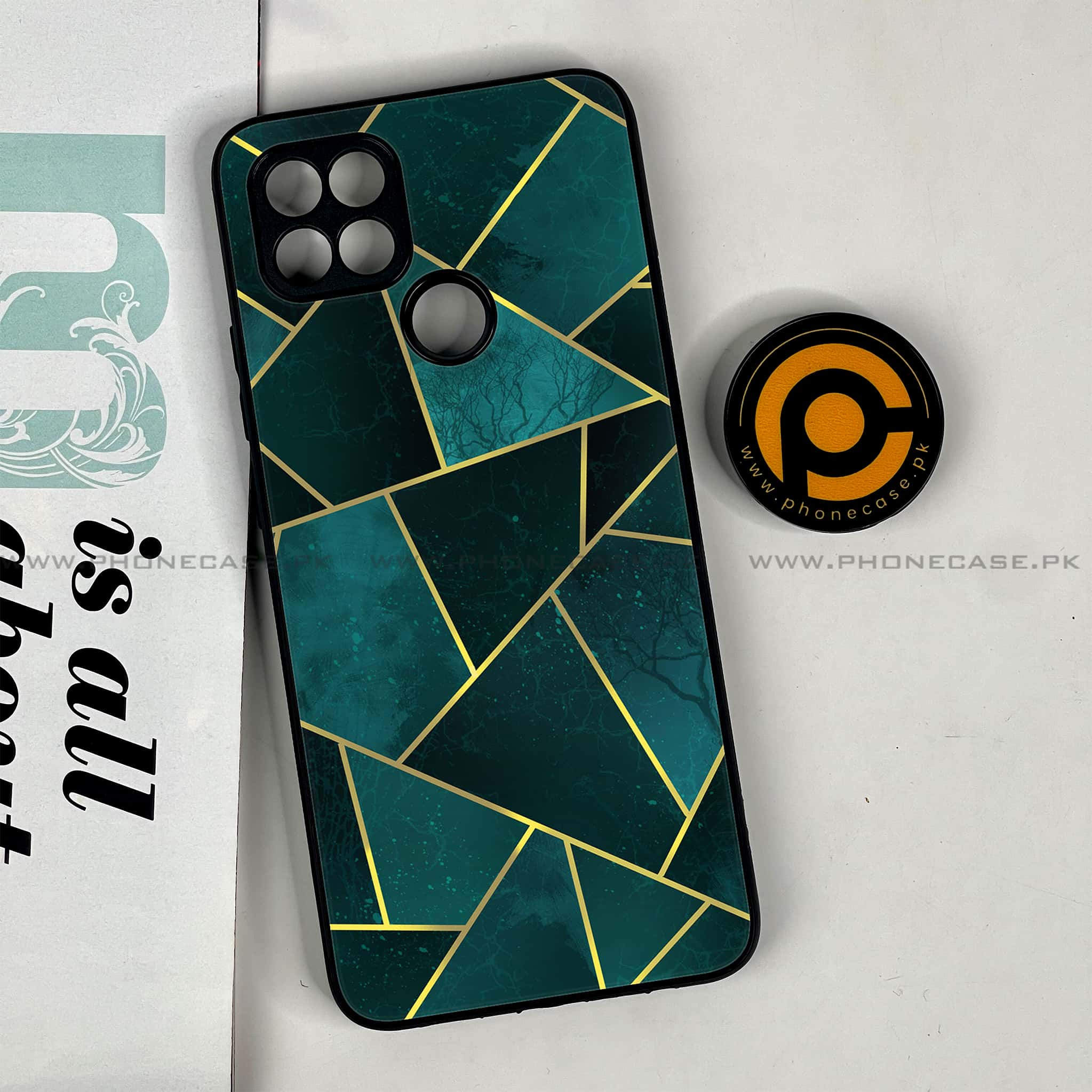 Oppo A15s - Geometric Marble Series - Premium Printed Glass soft Bumper shock Proof Case