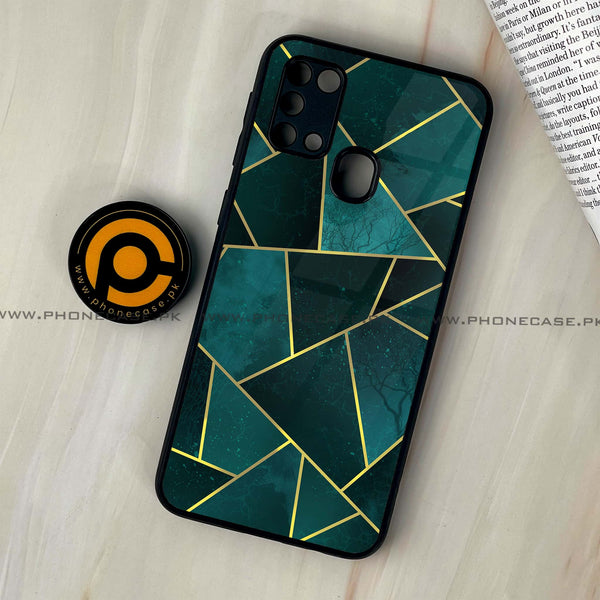 Galaxy M31 - Geometric Marble Series - Premium Printed Glass soft Bumper shock Proof Case