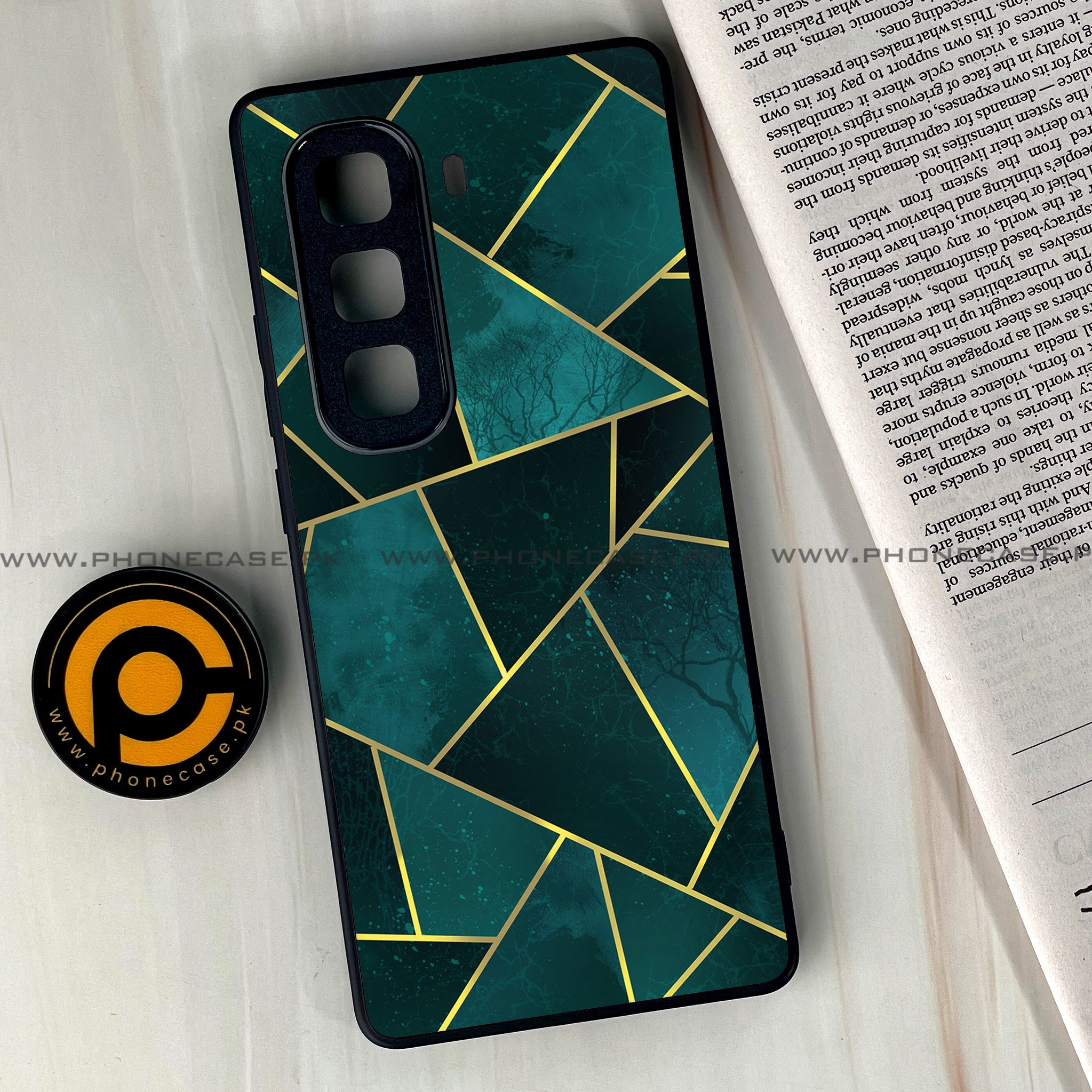 Infinix Hot 60 Pro Plus - Geometric Marble Series - Premium Metal Printed soft Bumper shock Proof Case