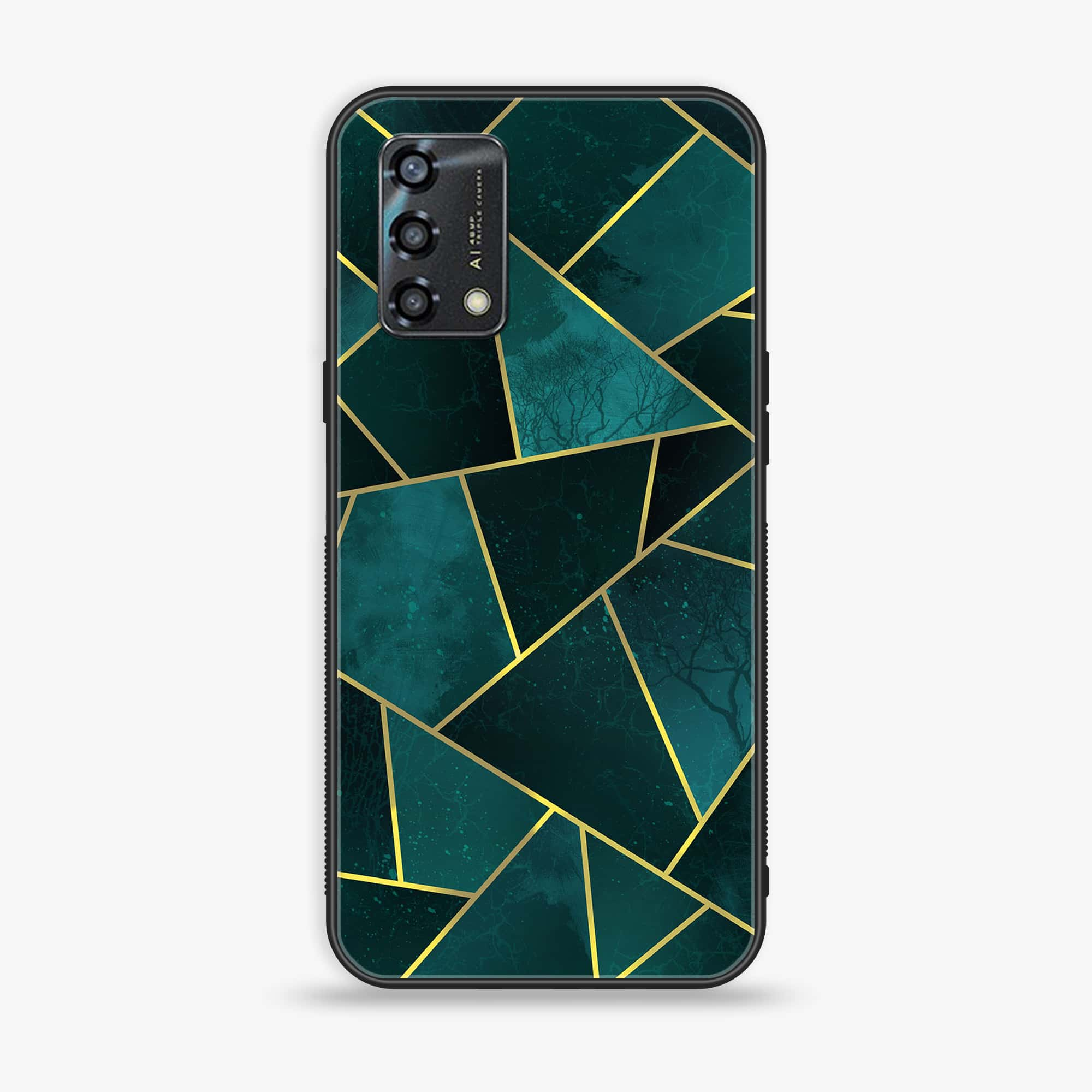 Oppo A95 - Geometric Marble Series - Premium Printed Glass soft Bumper shock Proof Case