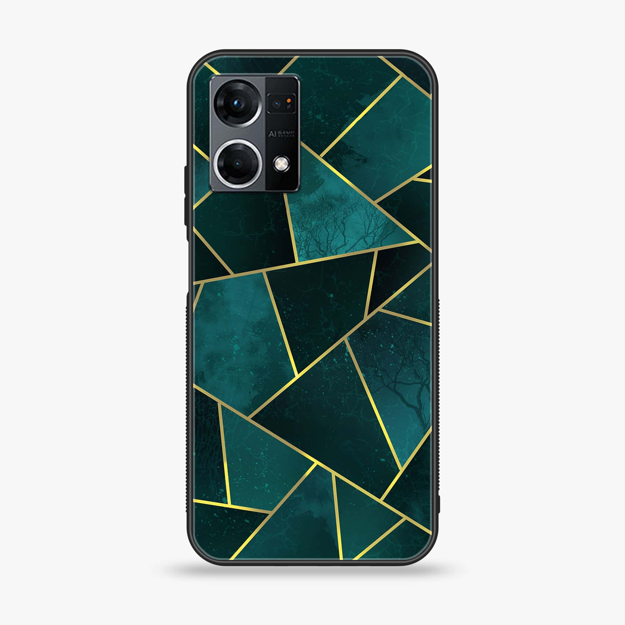 Oppo Reno 7 - Geometric Marble Series - Premium Printed Glass soft Bumper shock Proof Case