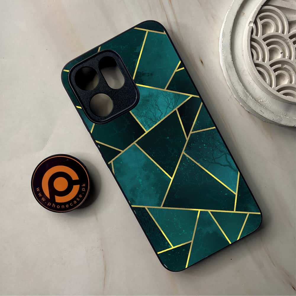 Oppo Reno 14F - Geometric Marble Series - Premium Metal Printed Soft Bumper Shockproof Case