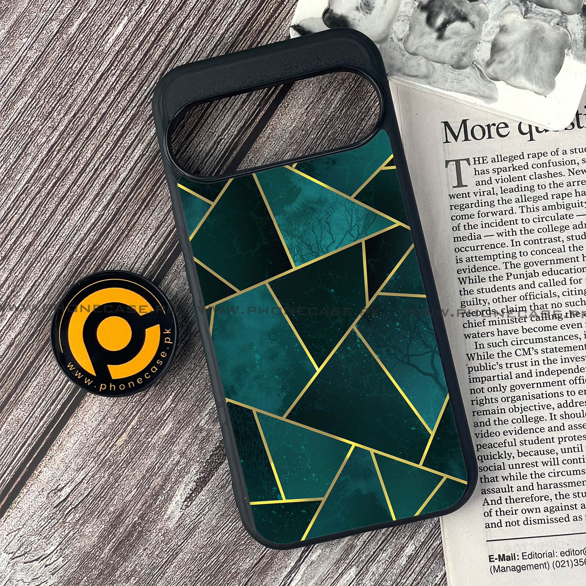 Google Pixel 9 - Geometric Marble Series - Premium Metal Printed soft Bumper Shock Proof Case