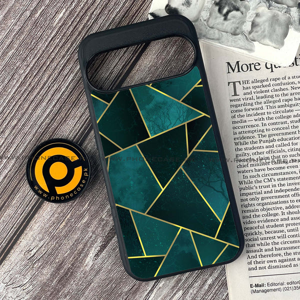 Google Pixel 9 - Geometric Marble Series - Premium Printed Glass soft Bumper shock Proof Case