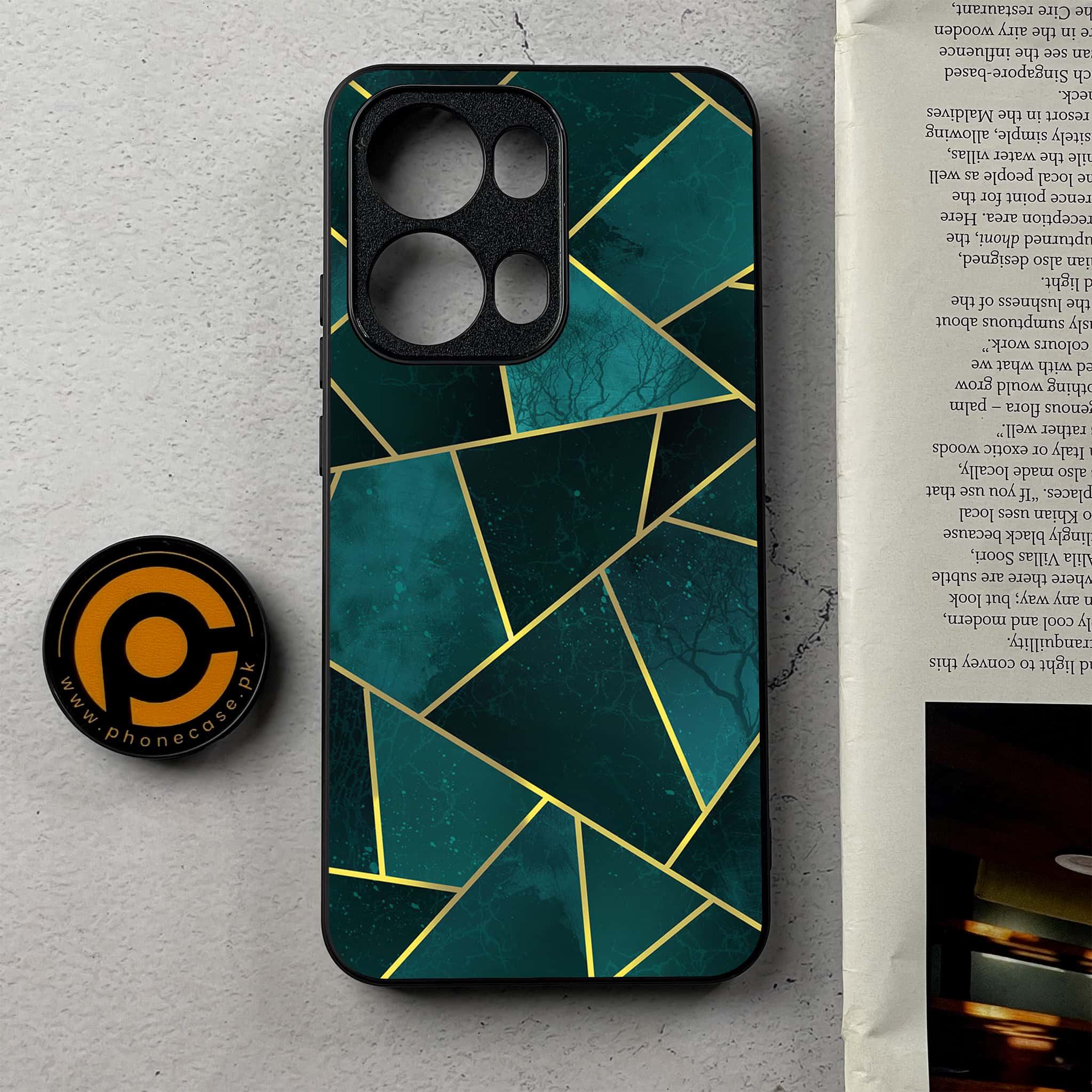 Oppo Reno 13 Pro - Geometric Marble Series - Premium Metal Printed Soft Bumper Shockproof Case