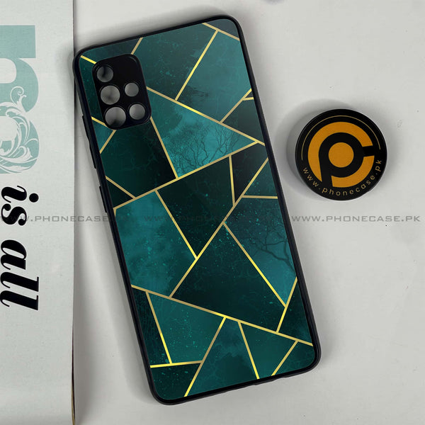 Samsung Galaxy A51 Geometric Marble  Series Premium Printed Glass soft Bumper shock Proof Case