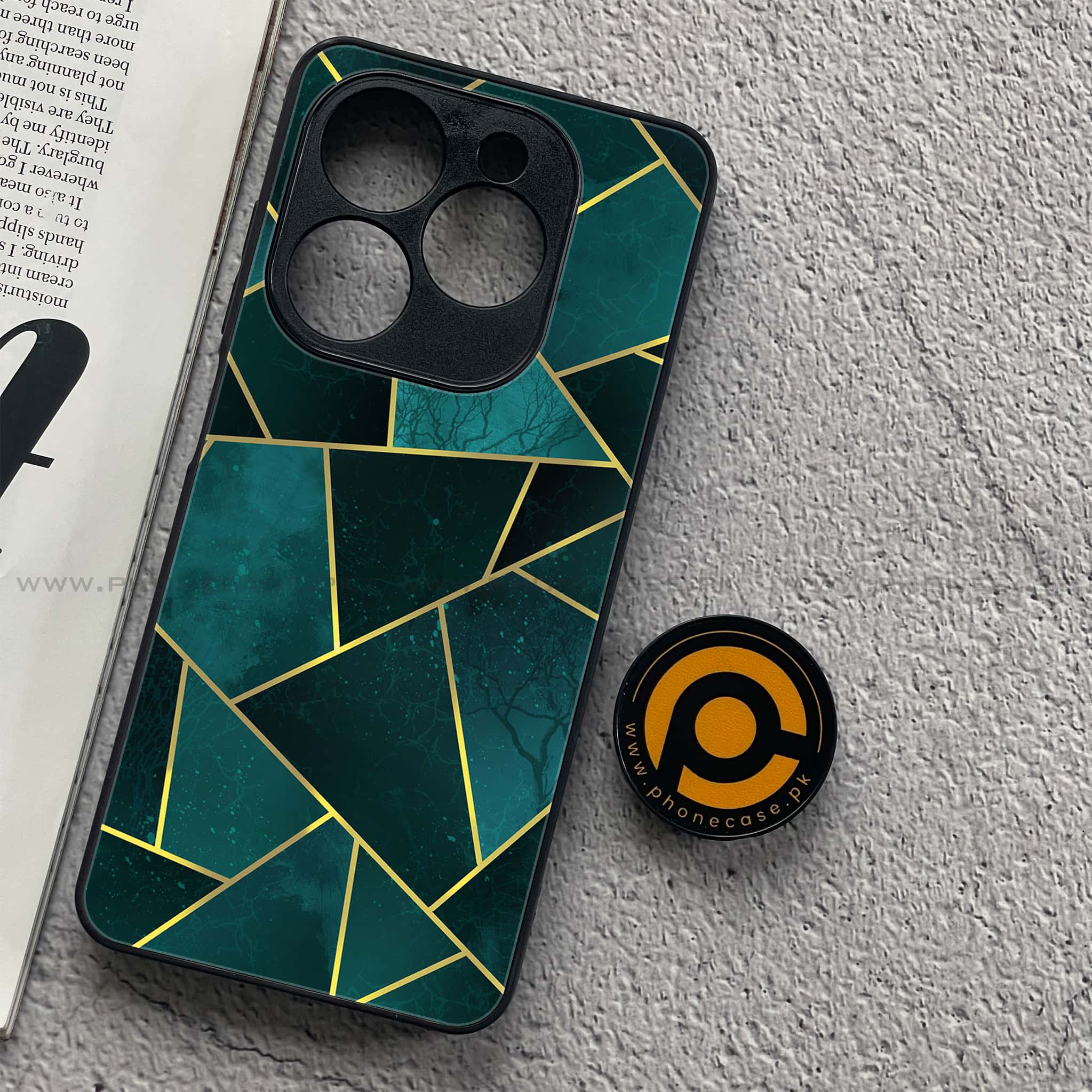 Tecno Spark 20C - Geometric Marble Series - Premium Printed Glass soft Bumper shock Proof Case