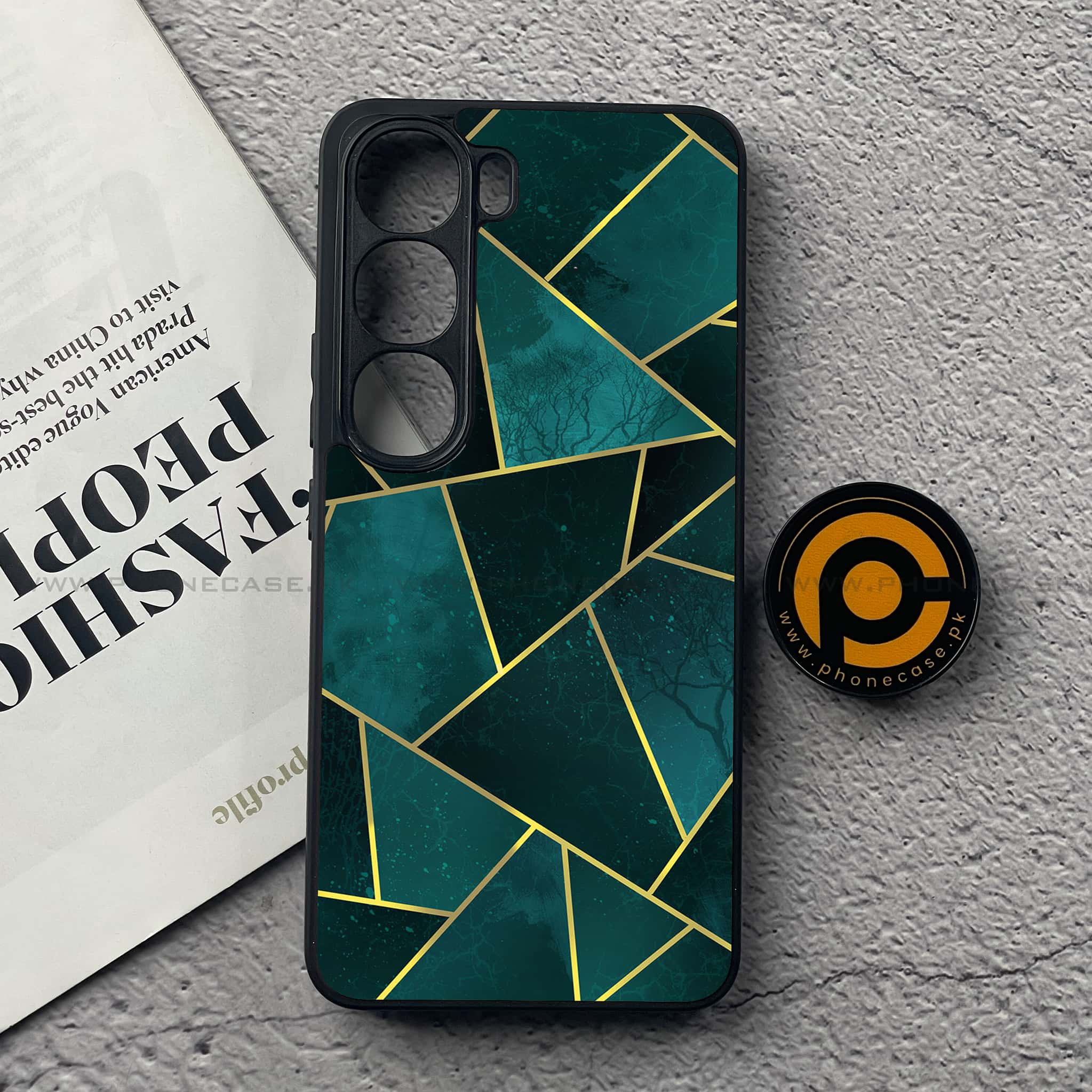 Vivo V40 Lite (IDN) - Geometric Marble Series - Premium Metal Printed soft Bumper Shock Proof Case