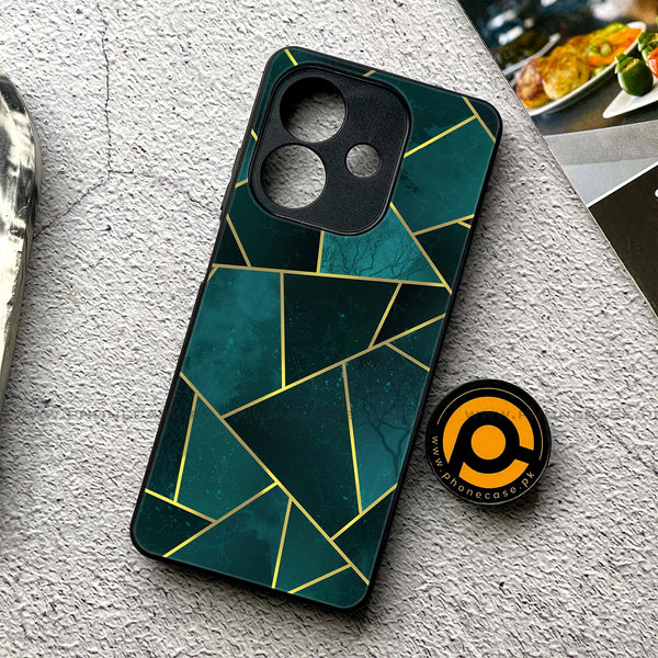 Oppo A3x - Geometric Marble Series - Premium Printed Glass soft Bumper shock Proof Case