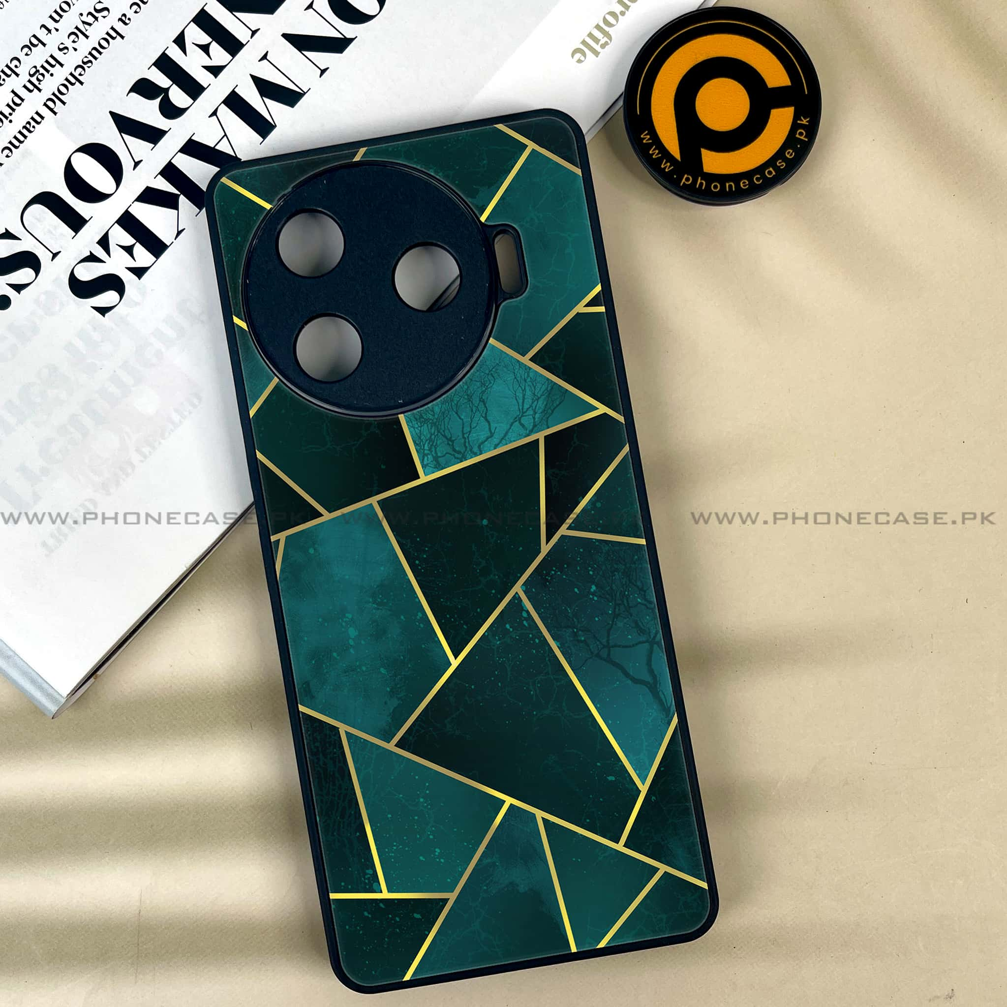 Tecno Camon 30 Pro - Geometric Marble Series - Premium Printed Glass soft Bumper shock Proof Case