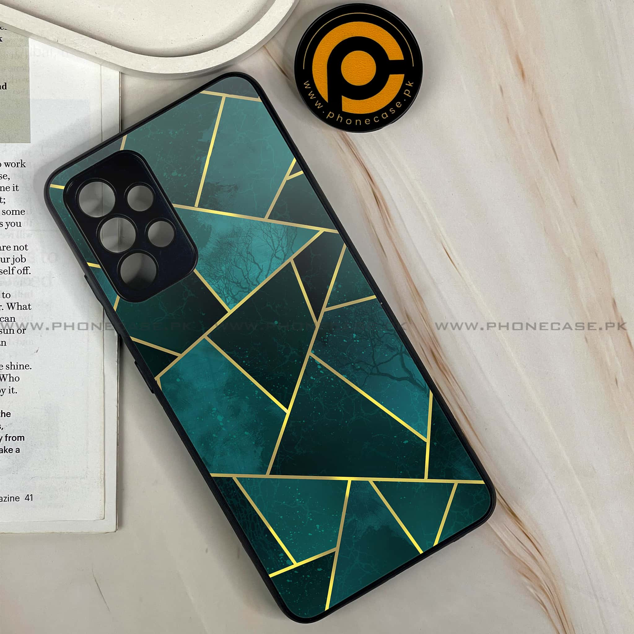 Samsung Galaxy A32 4G- Geometric Marble Series - Premium Printed Glass soft Bumper shock Proof Case