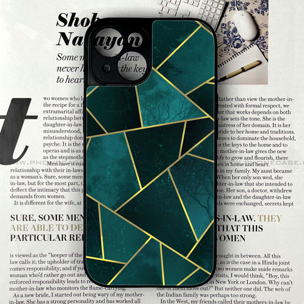 iPhone 14 - Geometric Marble Series - Premium Printed Glass soft Bumper shock Proof Case