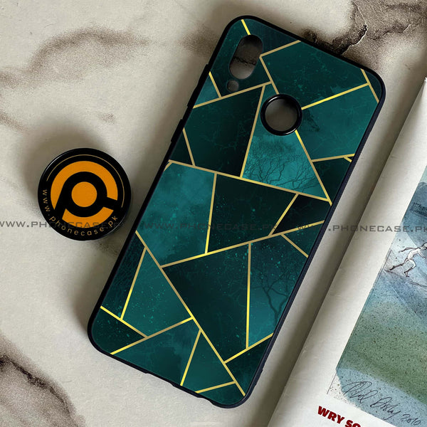 Huawei Honor Play - Geometric Marble Series - Premium Printed Glass soft Bumper shock Proof Case