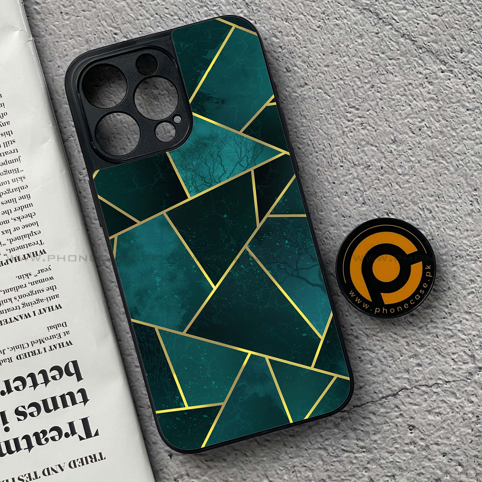 iPhone 15 Pro - Geometric Marble Series - Premium Metal Printed soft Bumper shock Proof Case