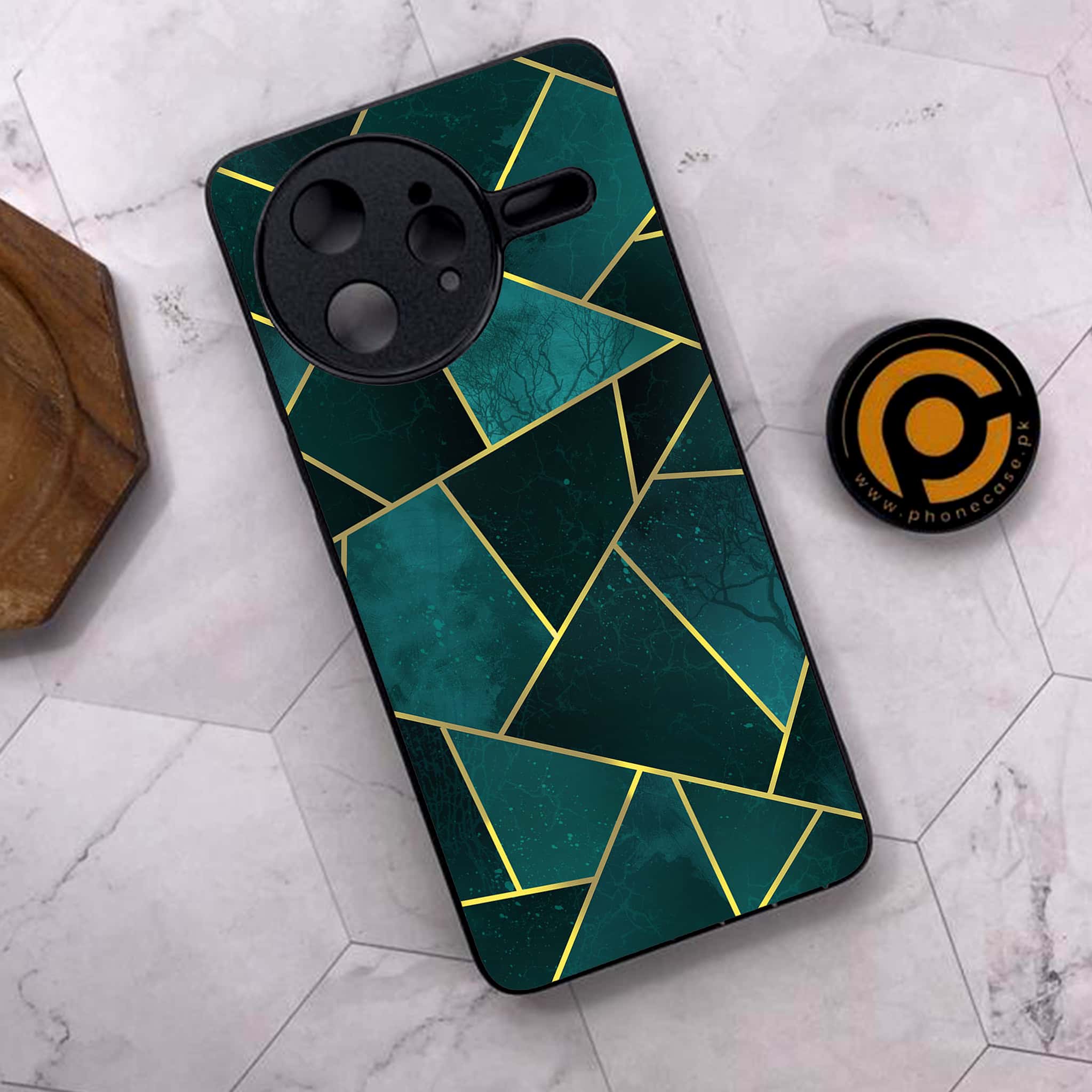 Xiaomi Poco F7 Ultra 5G - Geometric Marble Series - Premium Metal Printed soft Bumper shock Proof Case
