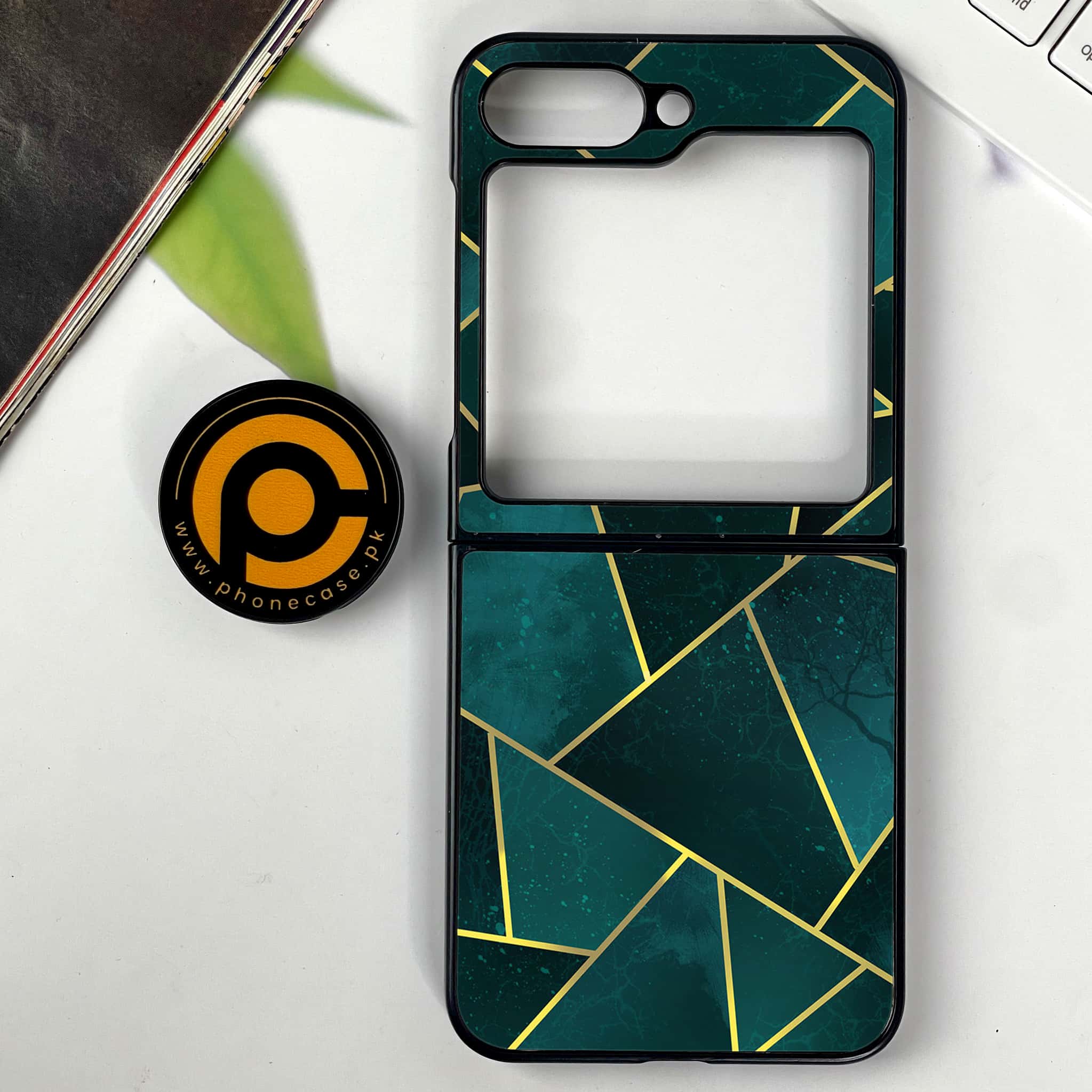 Galaxy Z Flip 7 - Geometric Marble Series - Premium Metal Printed soft Bumper shock Proof Case