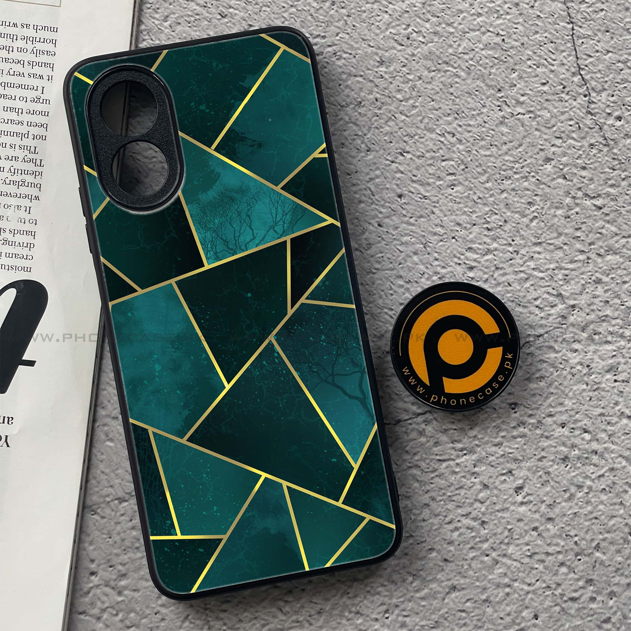 Oppo A18 4G - Geometric Marble Series  - Premium Printed Glass soft Bumper shock Proof Case