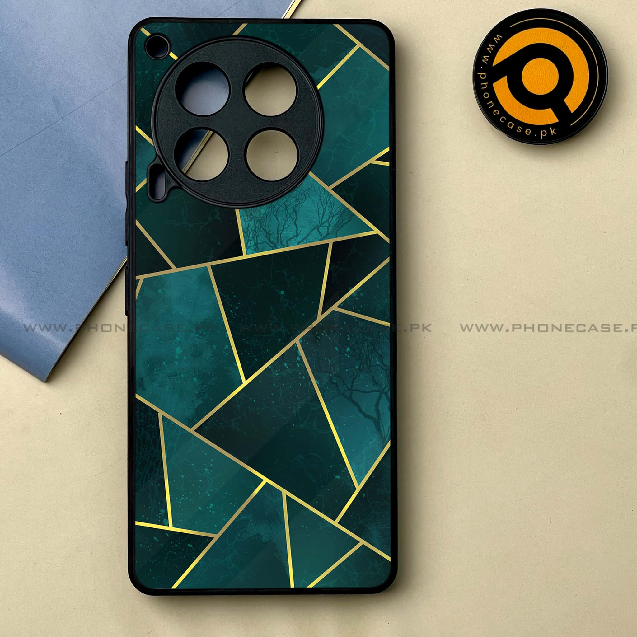 Tecno Camon 30 - Geometric Marble Series -  Premium Printed Metal soft Bumper shock Proof Case