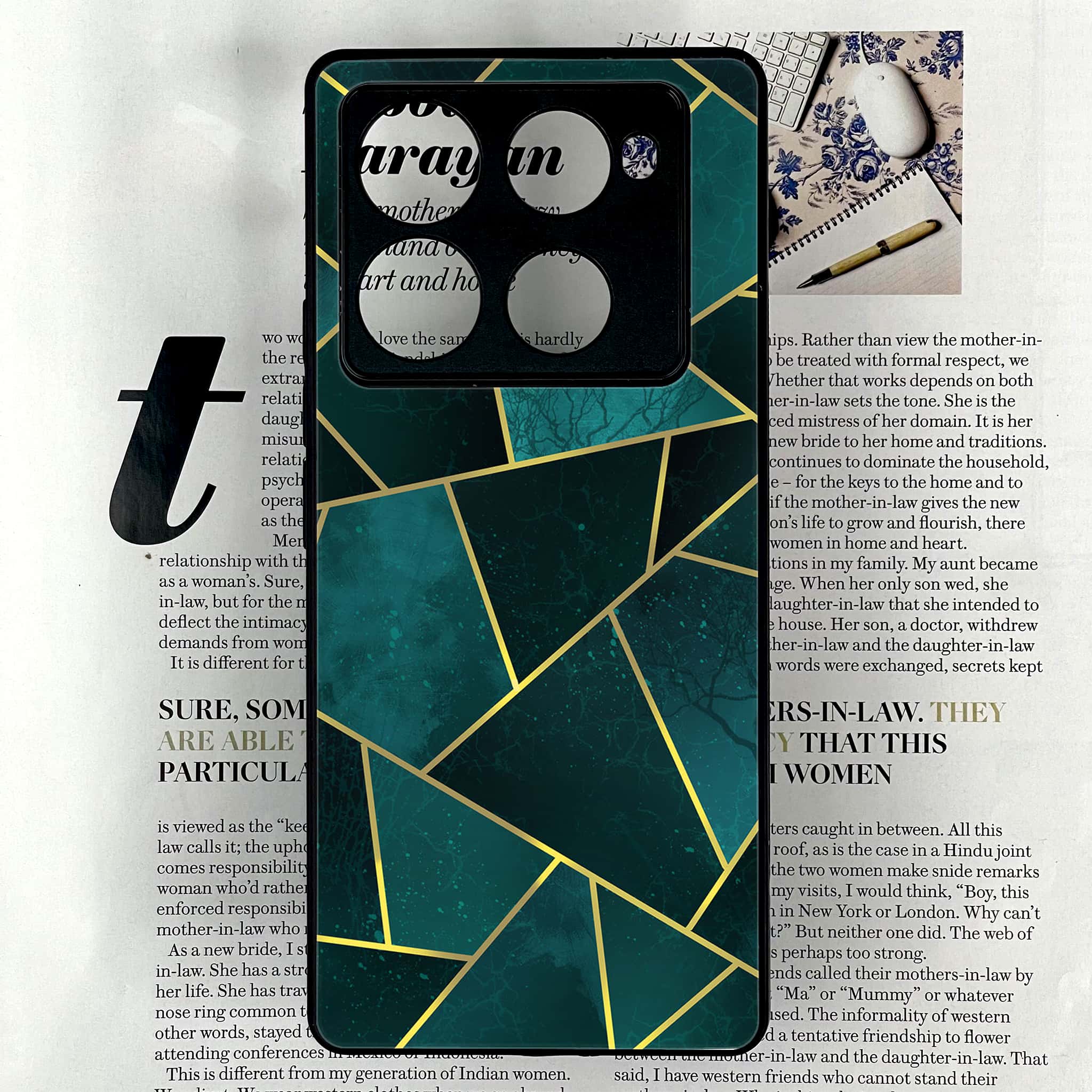 Infinix Note 40 Pro Plus - Geometric Marble Series - Premium Metal Printed soft Bumper shock Proof Case