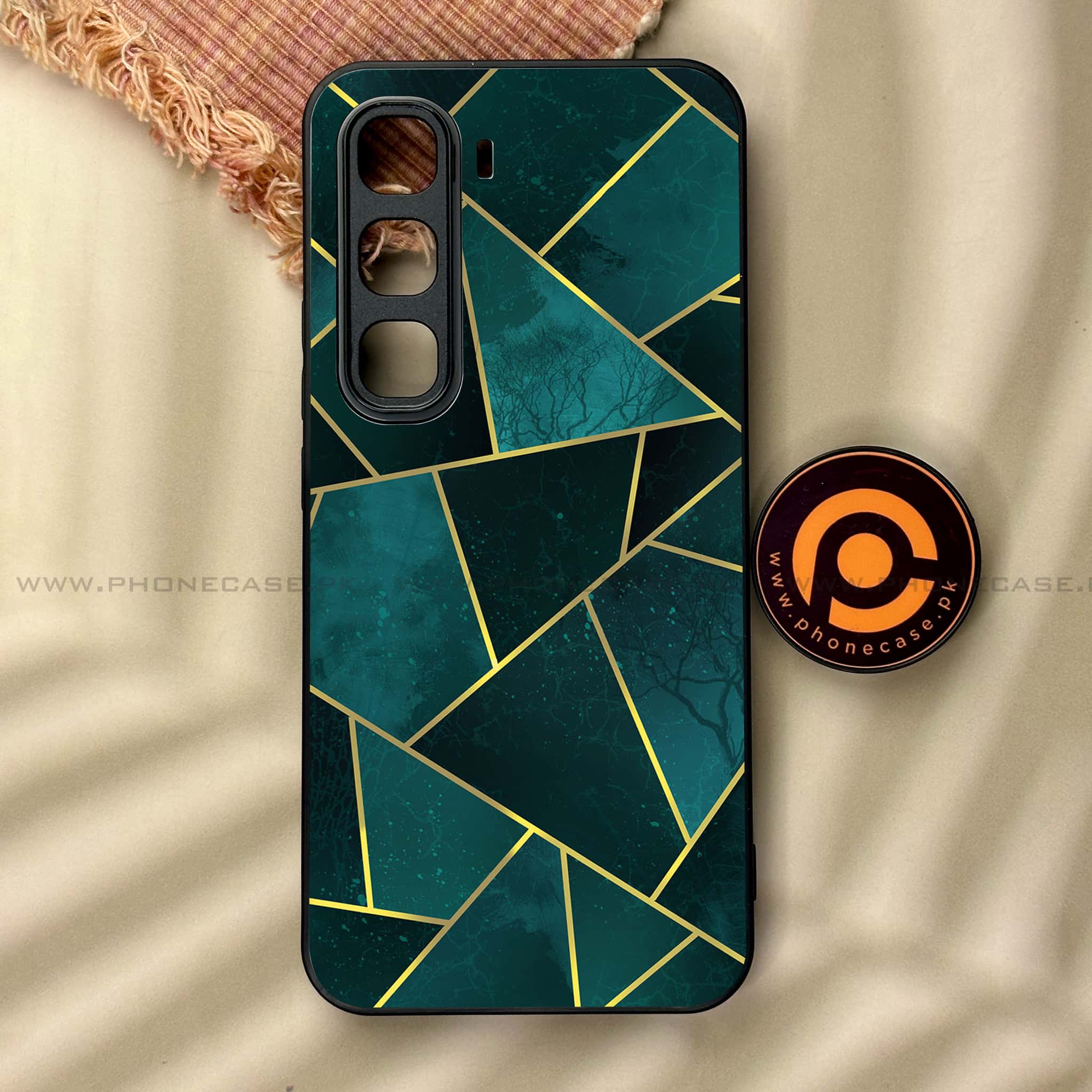 Infinix Hot 60 Pro Plus - Geometric Marble Series - Premium Metal Printed soft Bumper shock Proof Case