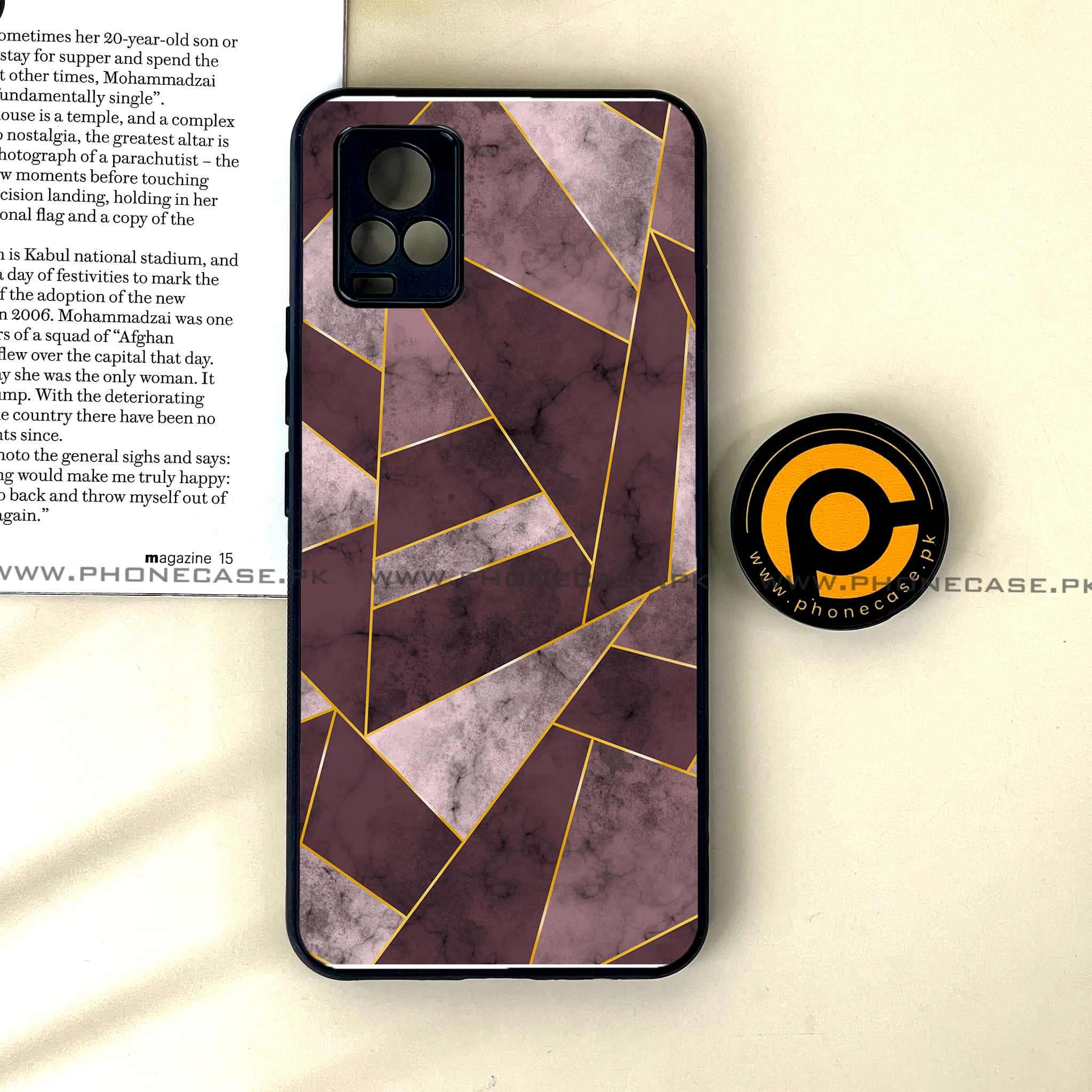 Vivo V20 - Geometric Marble Series - Premium Printed Glass soft Bumper shock Proof Case