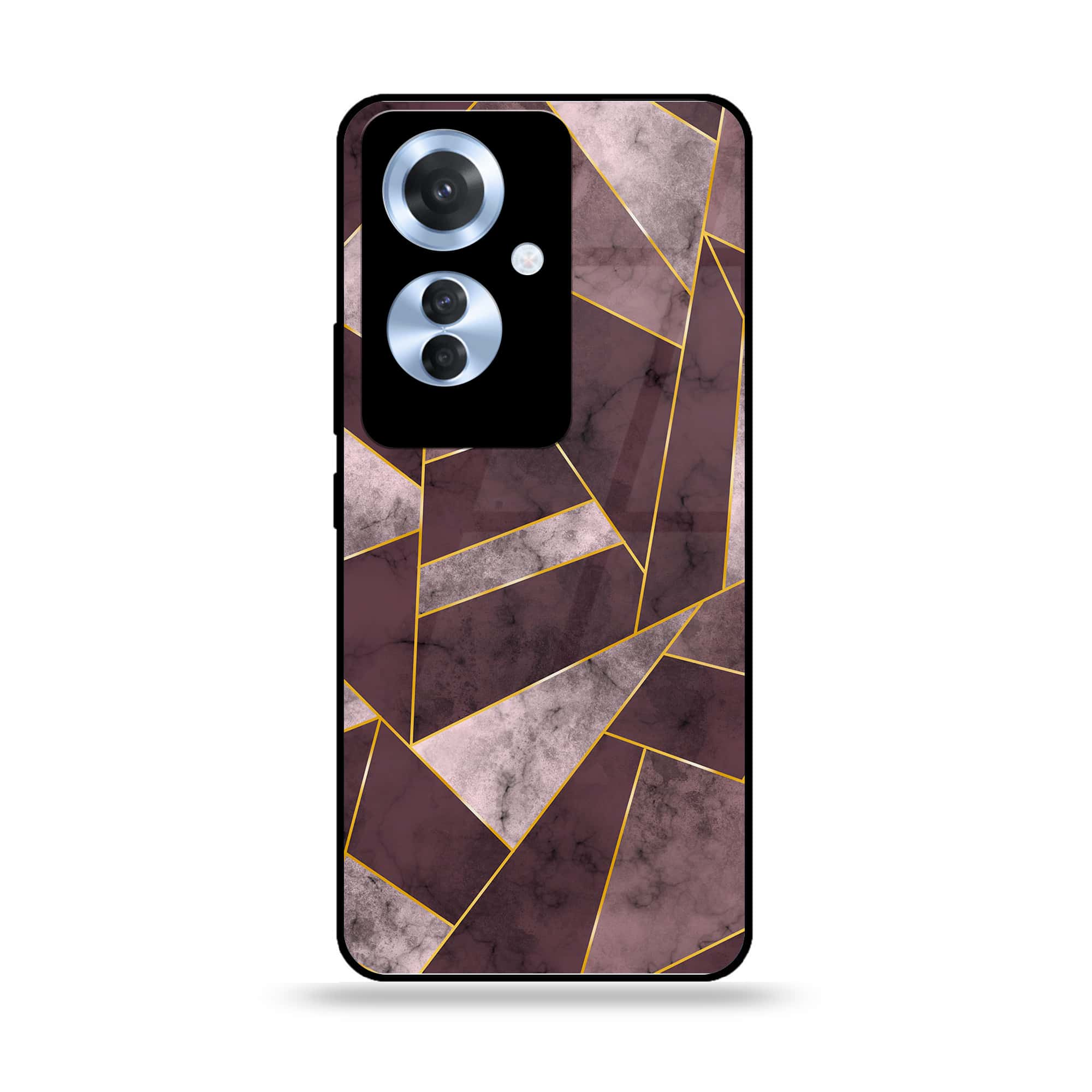 Oppo Reno 11F - Geometric Marble Series - Premium Printed Glass soft Bumper shock Proof Case