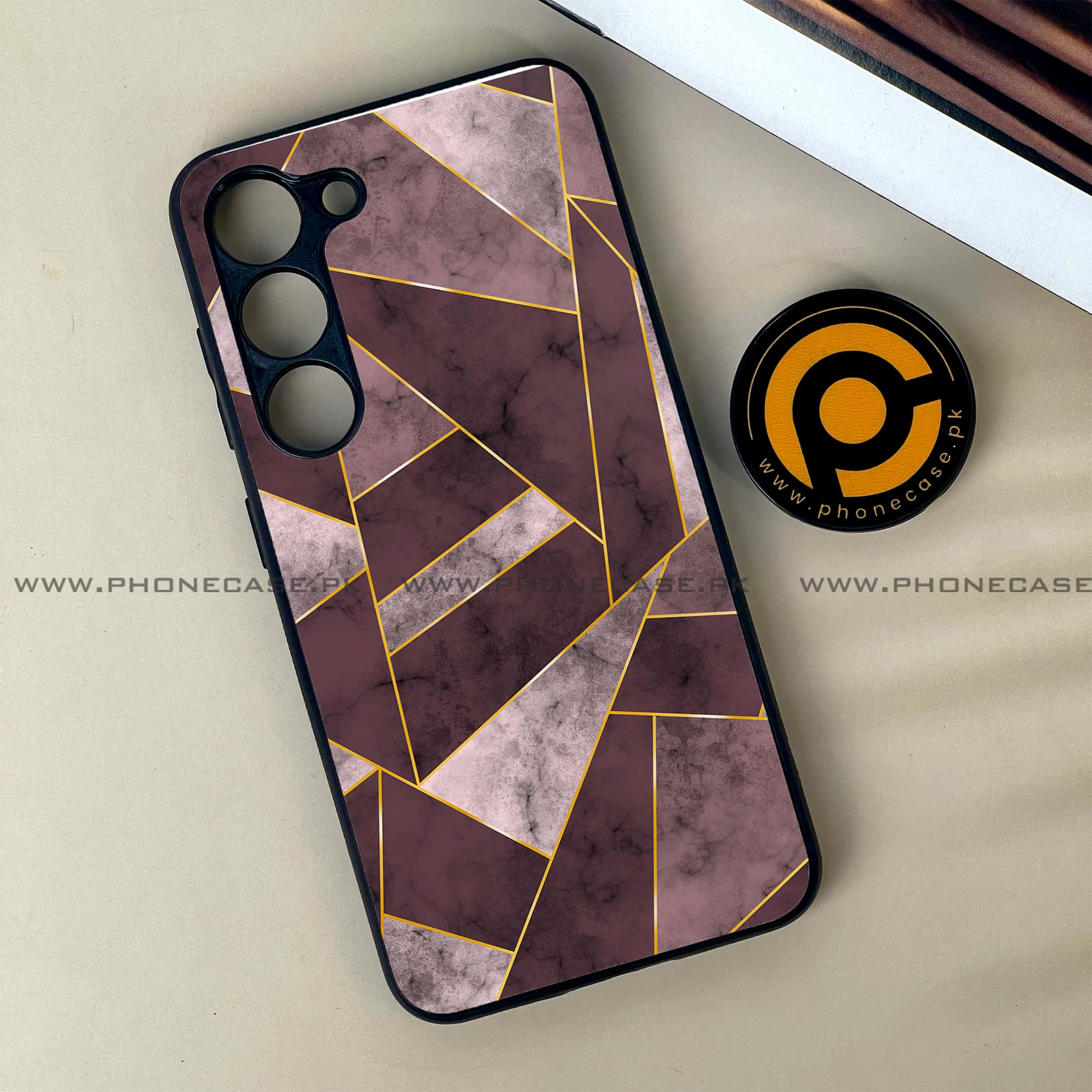 Samsung Galaxy S23 - Geometric Marble Series - Premium Printed Glass soft Bumper shock Proof Case