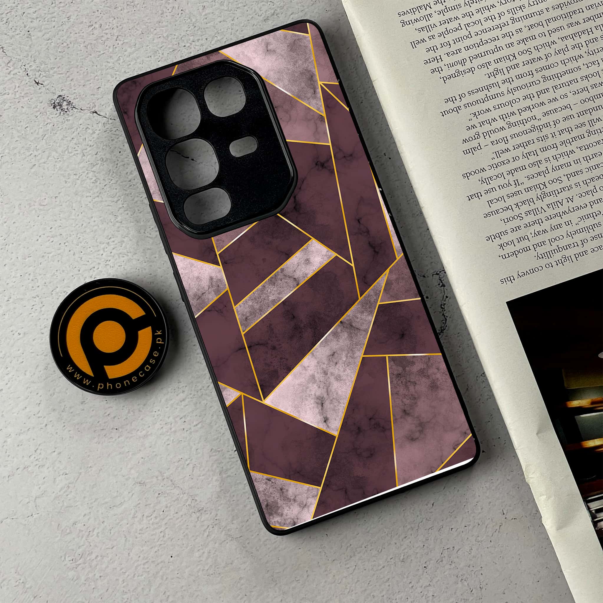 Infinix Note 50 Pro Plus - Geometric Marble Series - Premium Metal Printed Soft Bumper Shockproof Case