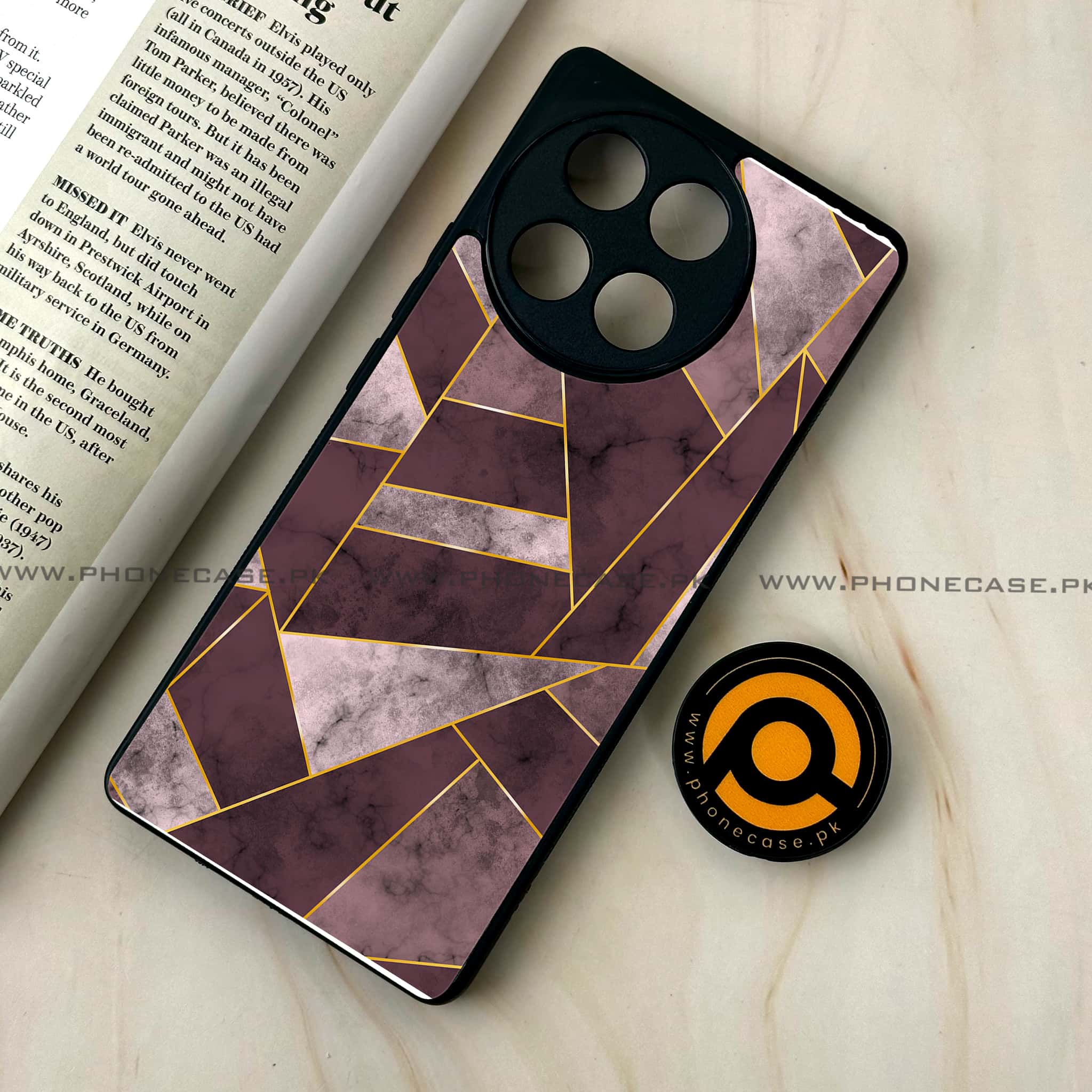 Tecno Camon 30s - Geometric Marble Series - Premium Metal Printed soft Bumper shock Proof Case