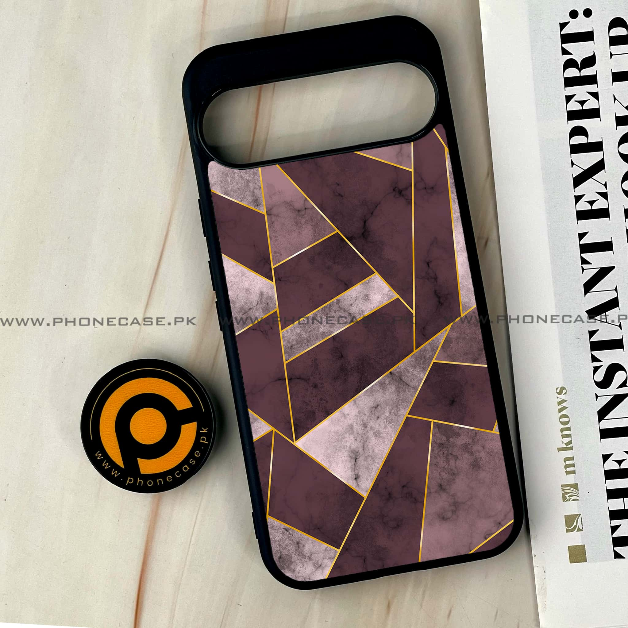 Google Pixel 9 Pro XL - Geometric Marble Series - Premium Printed Glass soft Bumper shock Proof Case