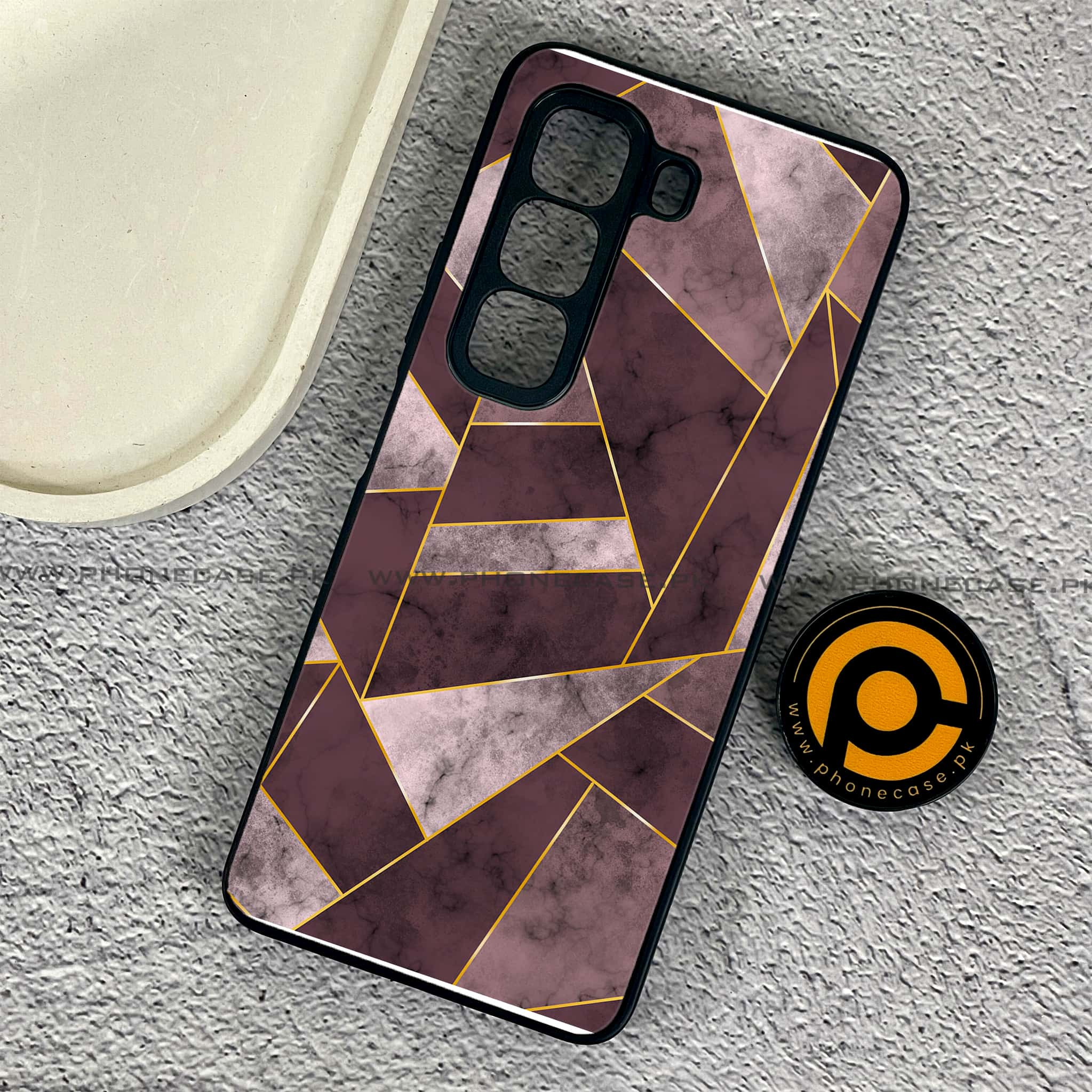 Infinix Hot 50 Pro - Geometric Marble Series - Premium Printed Glass soft Bumper shock Proof Case