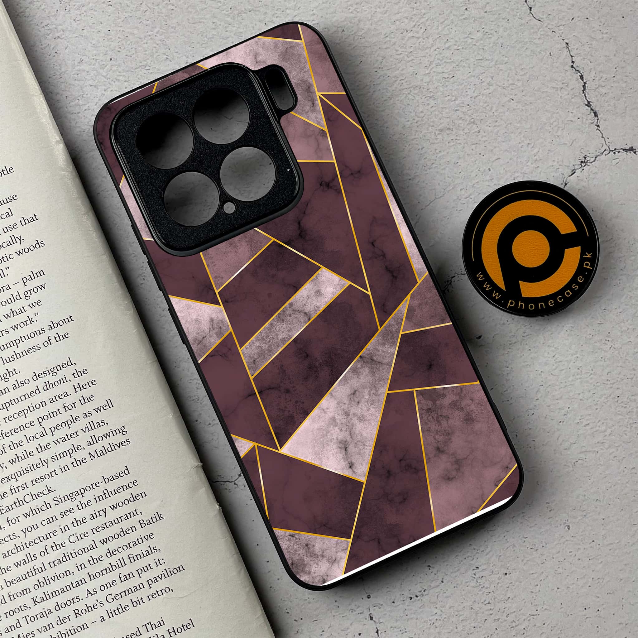 Xiaomi 15 - Geometric Marble Series - Premium Metal Printed soft Bumper shock Proof Case